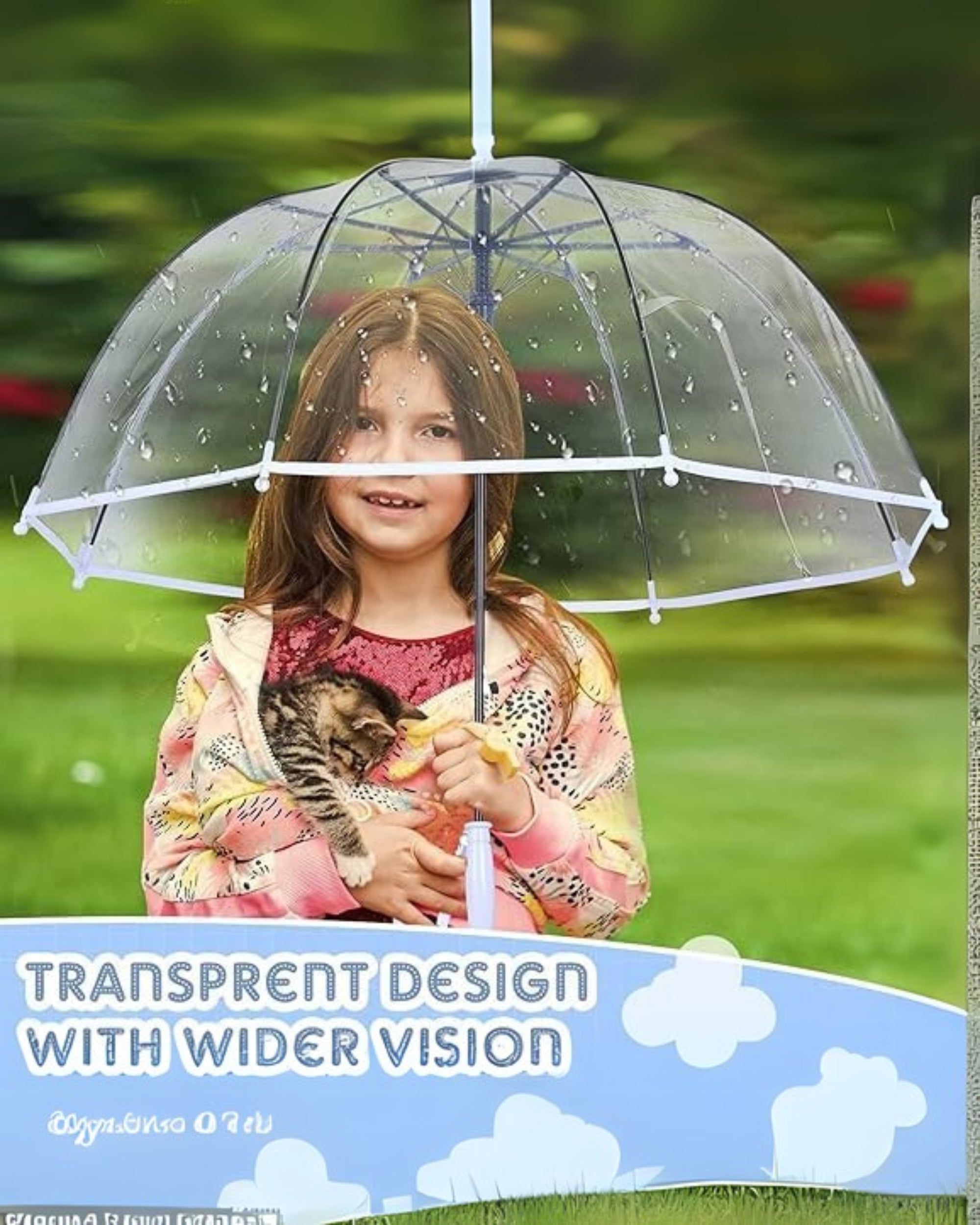Premsons® Clear Transparent Umbrella for Girls – Stylish Bubble Dome with Handle – Lightweight, Windproof & Durable - for Kids