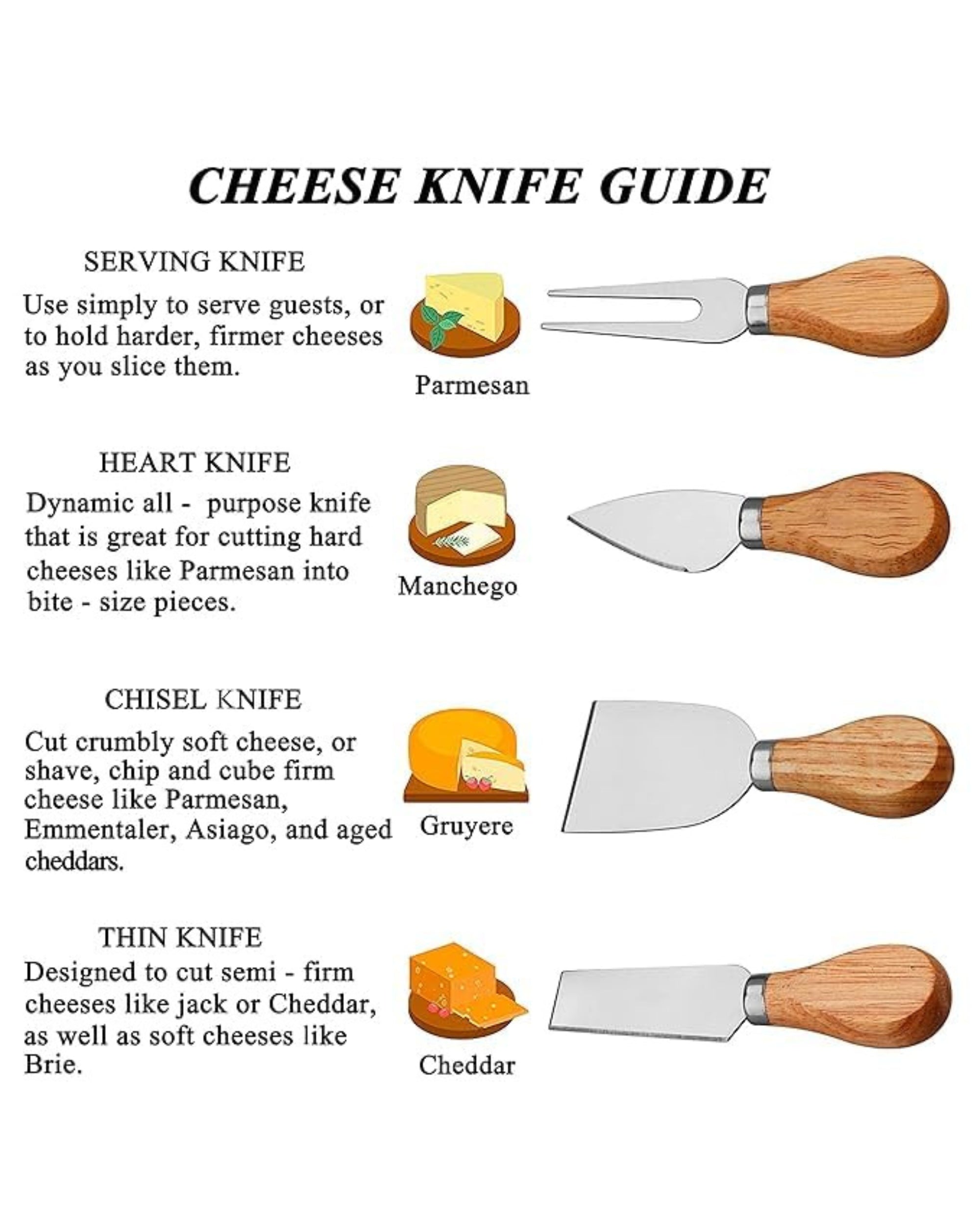 Premsons® Bamboo Cheese Board and Knife Set,Wood Charcuterie Platter with Slide-Out Drawer for Cutlery, 4 Stainless Steel Knives and 4 Forks