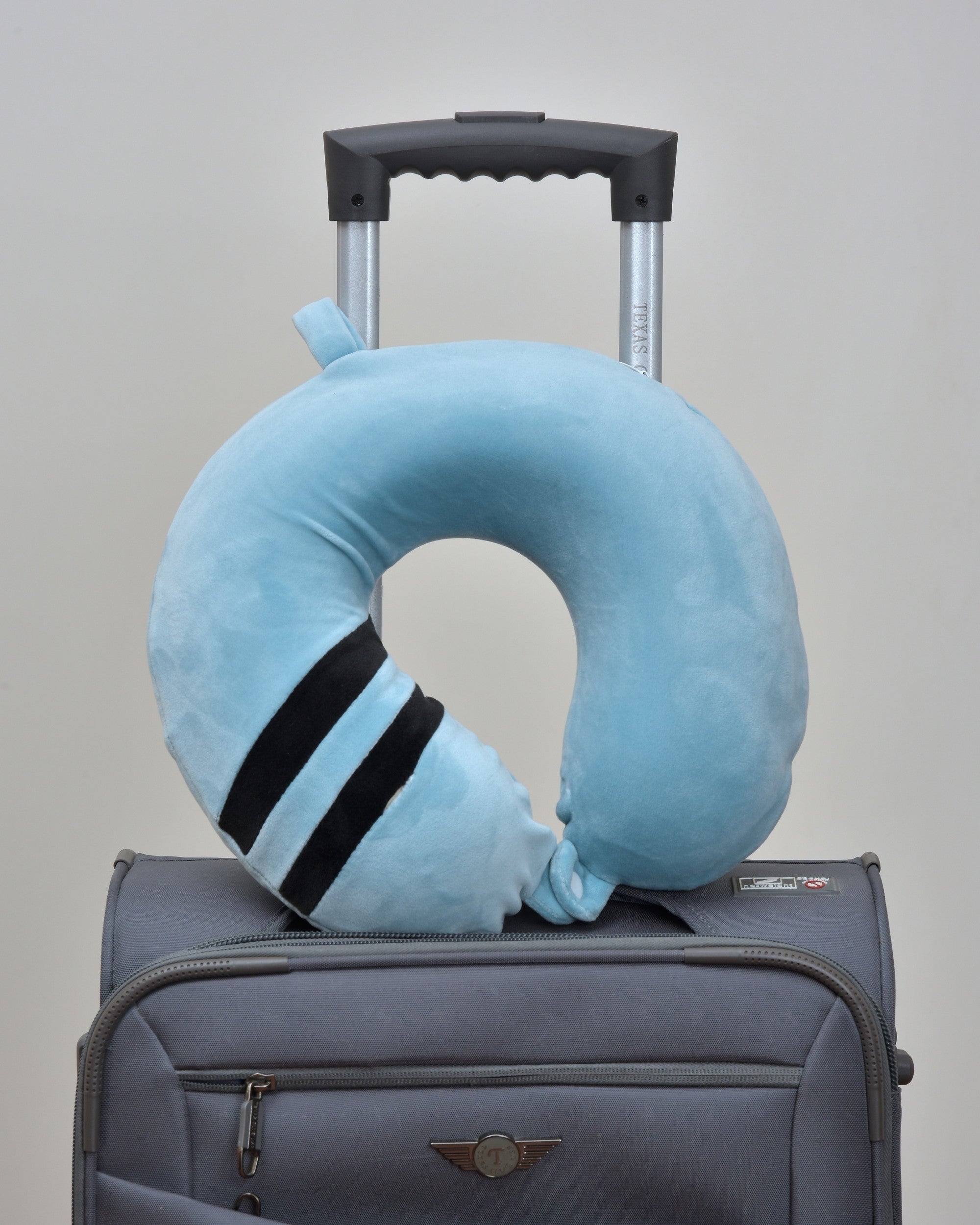 Cushy® Travel Neck Pillow with 360-Degree Head Support - Memory Foam Luxury Soft Pillow for Sleeping Rest - Home Travel Airplane Car - Dual Color, Blue & Black