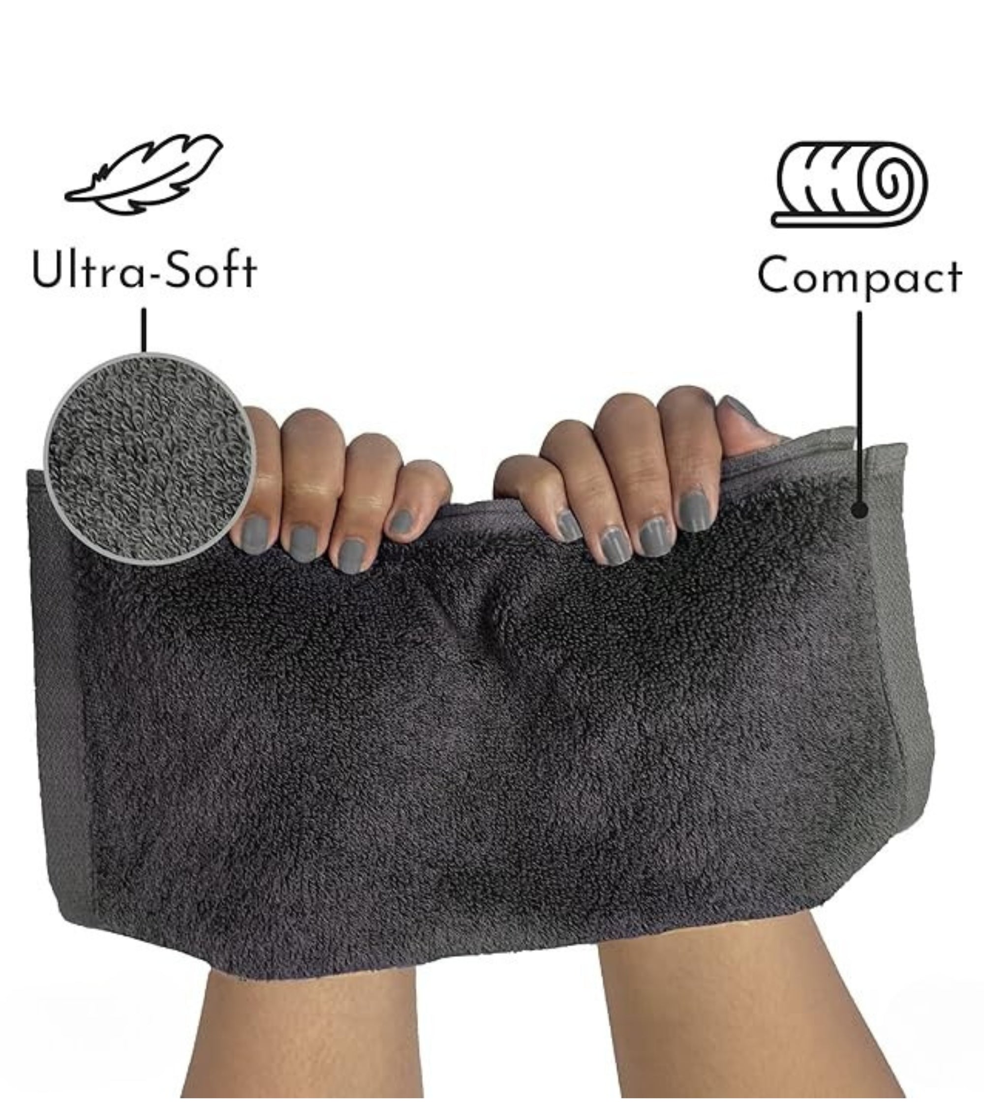 Premsons® Soft Cotton Hand Towels – Set of 3 Ultra-Absorbent & Quick Dry Towels for Bathroom, Kitchen, Gym & Travel – Plush Grey Towels for Everyday Use