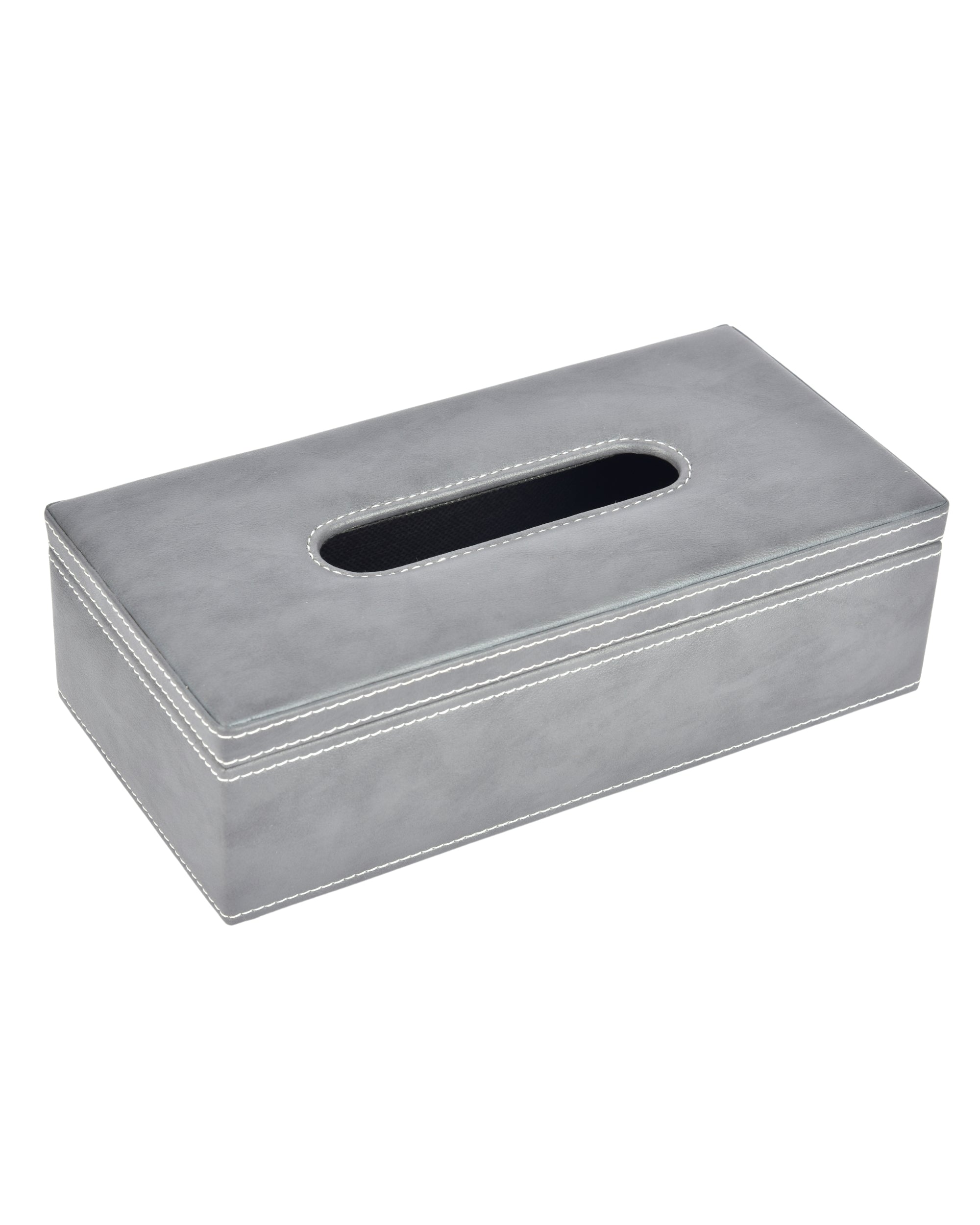 Premsons® Classic Rectangular Tissue Holder – Elegant Leatherette Tissue Box for Home, Office & Car – Stylish, Durable & Functional Tissue Dispenser for Everyday Use(Grey)