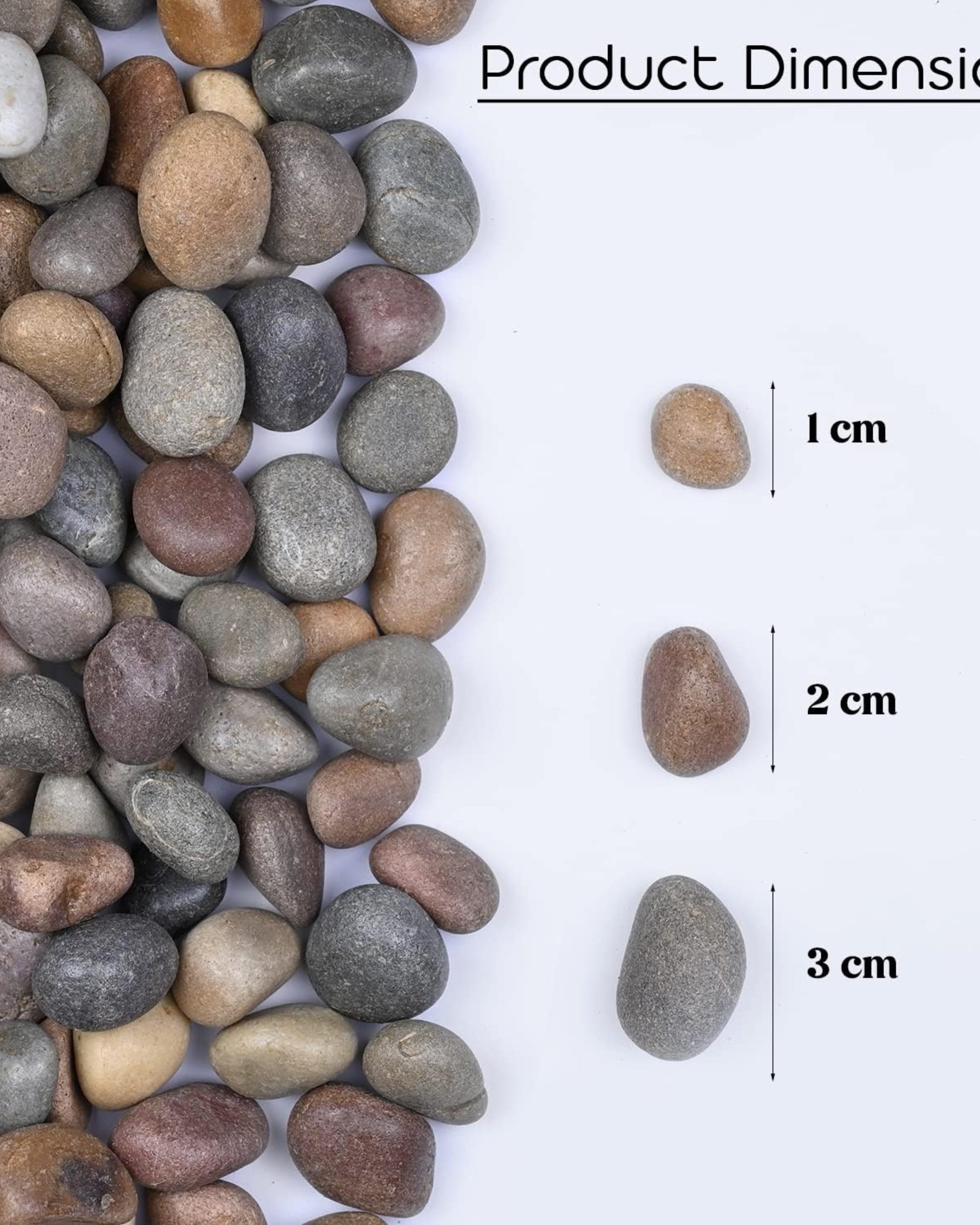 Premsons® Rough Decorative Pebbles - Beige Stones - For Aquariums Garden Lawn Plant Pots Vases Filler Home Office Decor Fish Tank - Smooth & Round River Rocks - Medium Size 2.5 - 4 cm - 1kg Pack