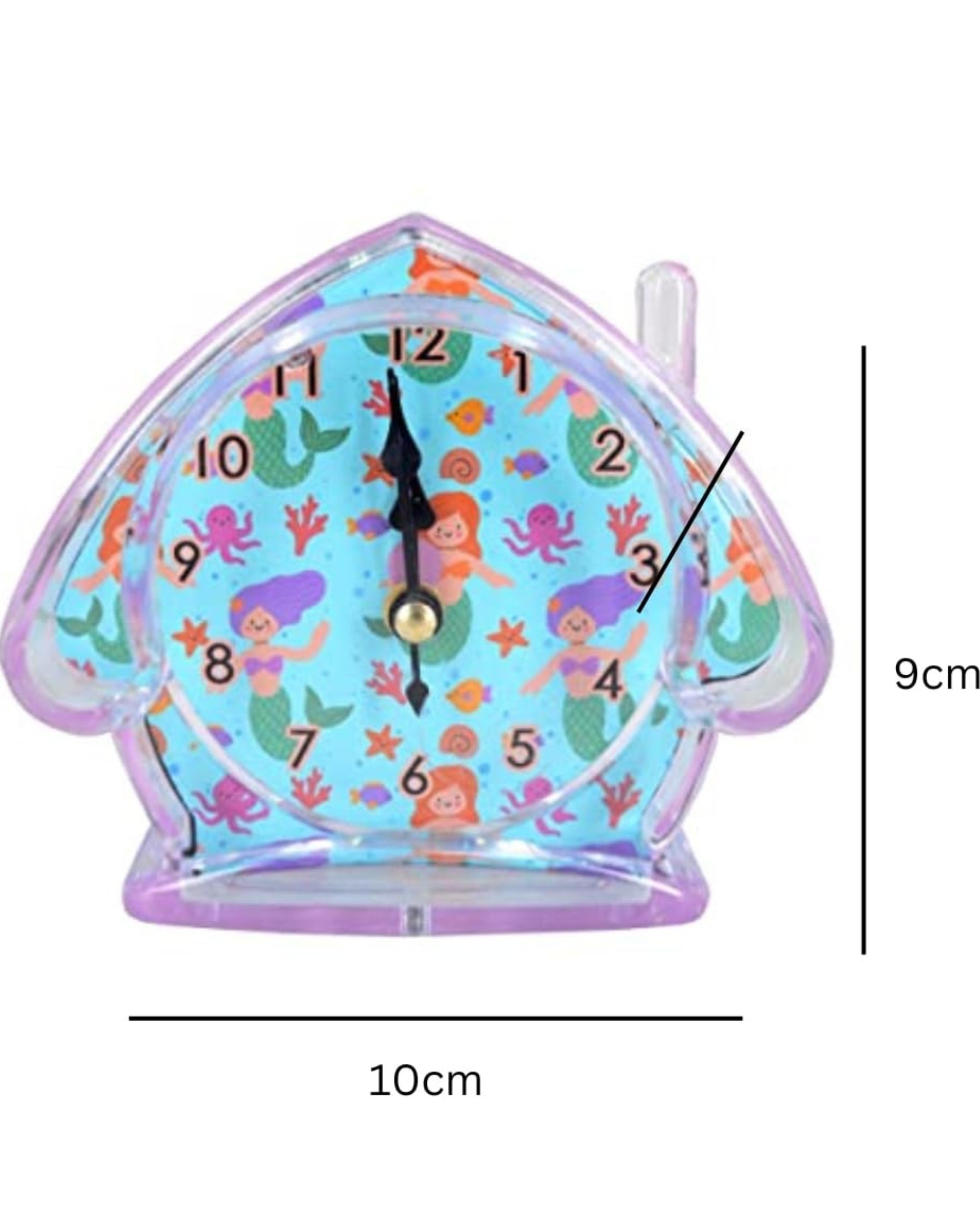 Premsons® Table Clock for Kids - Girls Bedroom Beep Alarm Clock - Loud Bell Alarm for Children Study Table - Bed Watch for Heavy Sleepers - Mermaid Design - House Shape - Assorted Colours