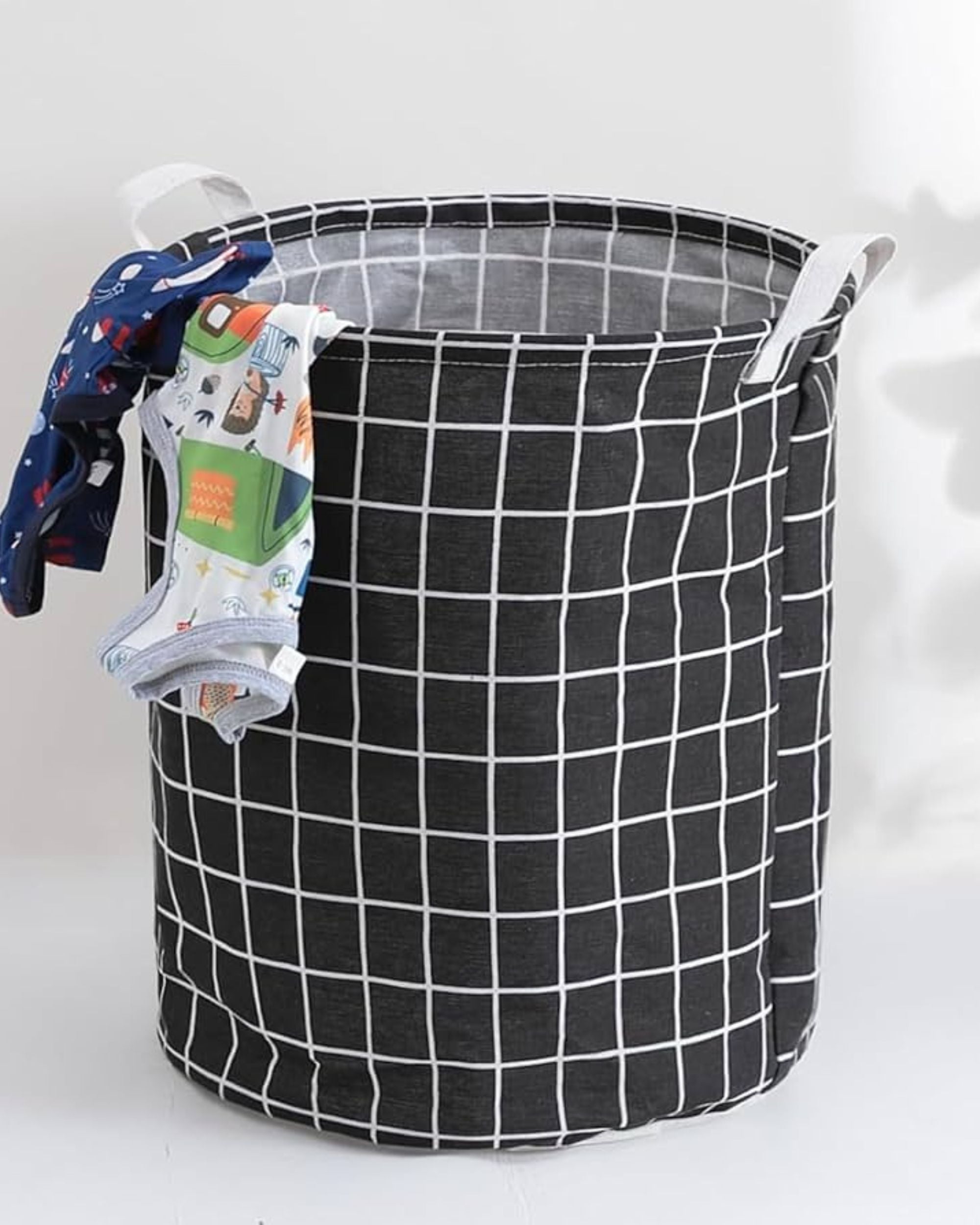 Premsons® Foldable Laundry Bag Basket | Large Capacity Clothes Storage Hamper with Handles | Durable Collapsible Laundry Organizer for Bedroom, Bathroom & Hostel | Black
