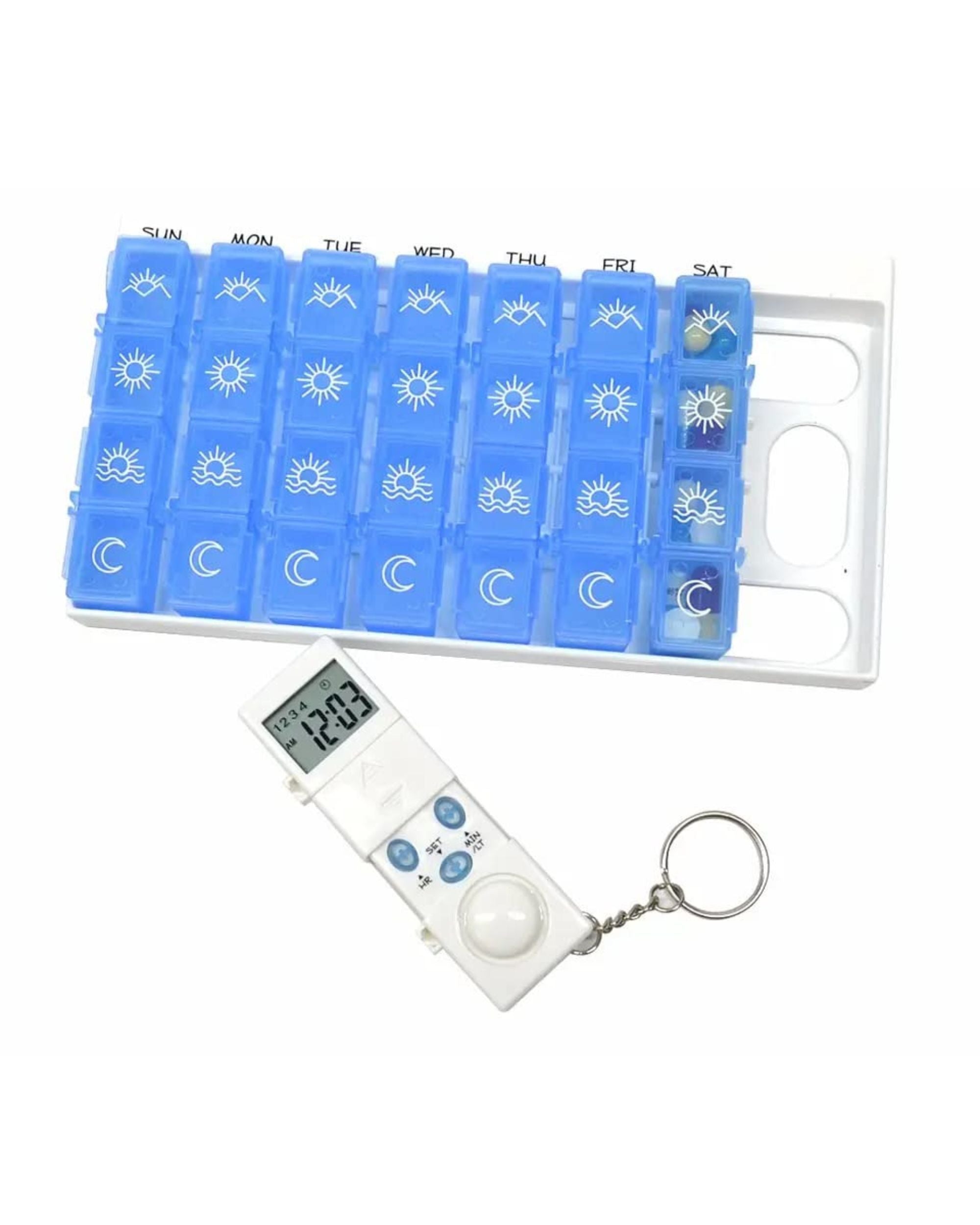 Premsons® Medicine Box with Alarms | 7-Day Automatic Pill Dispenser | Weekly Tablet Organizer with 28 Compartments & 4 Daily Reminders | Pill Storage Box | White