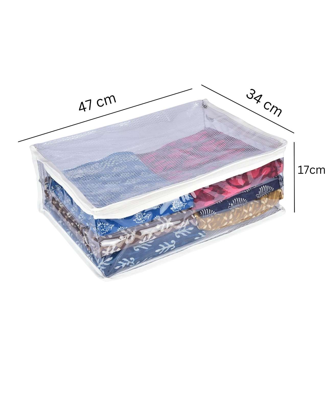Premsons® Transparent Saree Cover with Zip | Durable & Foldable Storage Organizer for Wardrobe | Protects from Dust & Moisture | Pack of 2 | White