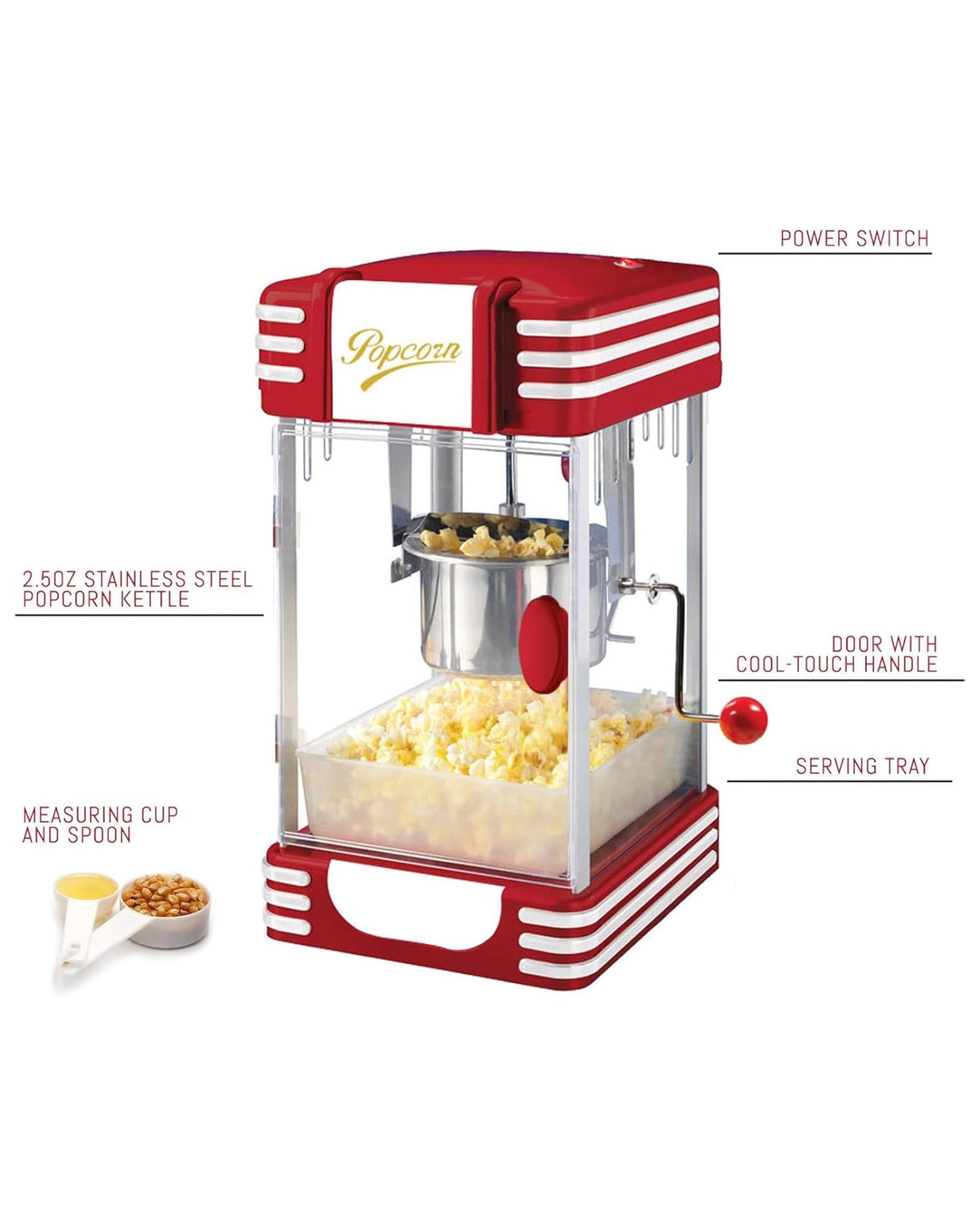 Premsons® Popcorn Maker – Hot Air Popcorn Machine for Oil-Free, Healthy & Quick Snack Making | Portable & Easy to Use Popcorn Popper for Home & Parties