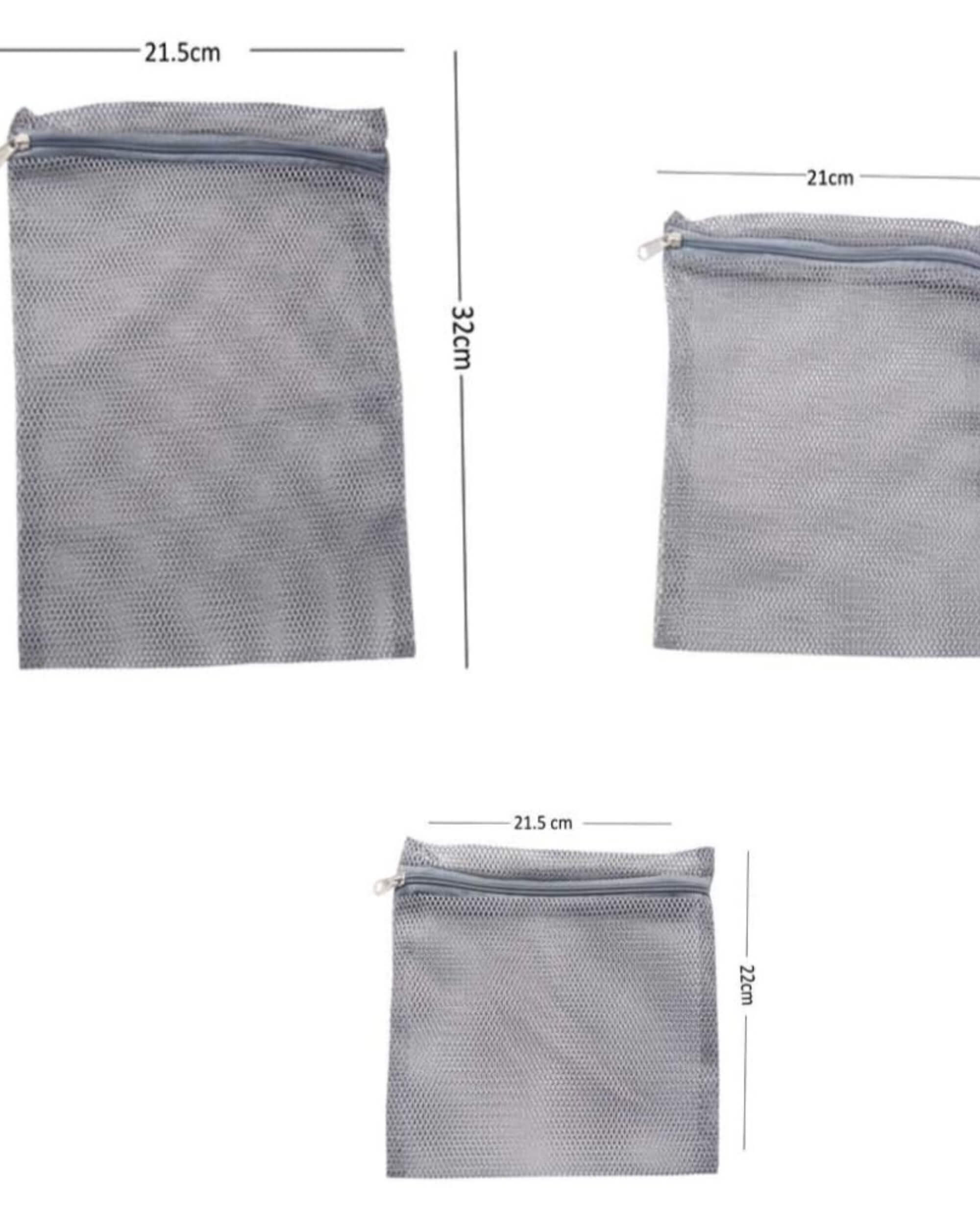 Premsons® Fridge Organiser - Reusable Layer Mesh Net Multipurpose Vegetable Bags for Fridge Storage - Kitchen Storage Bags Organizer with Sturdy Zipper - Pack of 6 Pcs - 2 pcs per size - Grey