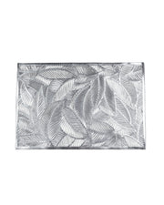 Premsons® Modern Silver Leaf Design Rectangle Metallic Placemats – Washable, Wipeable, Non-Slip & Stain-Resistant Hollow Table Mats for Dining, Kitchen, Wedding & Party Decoration