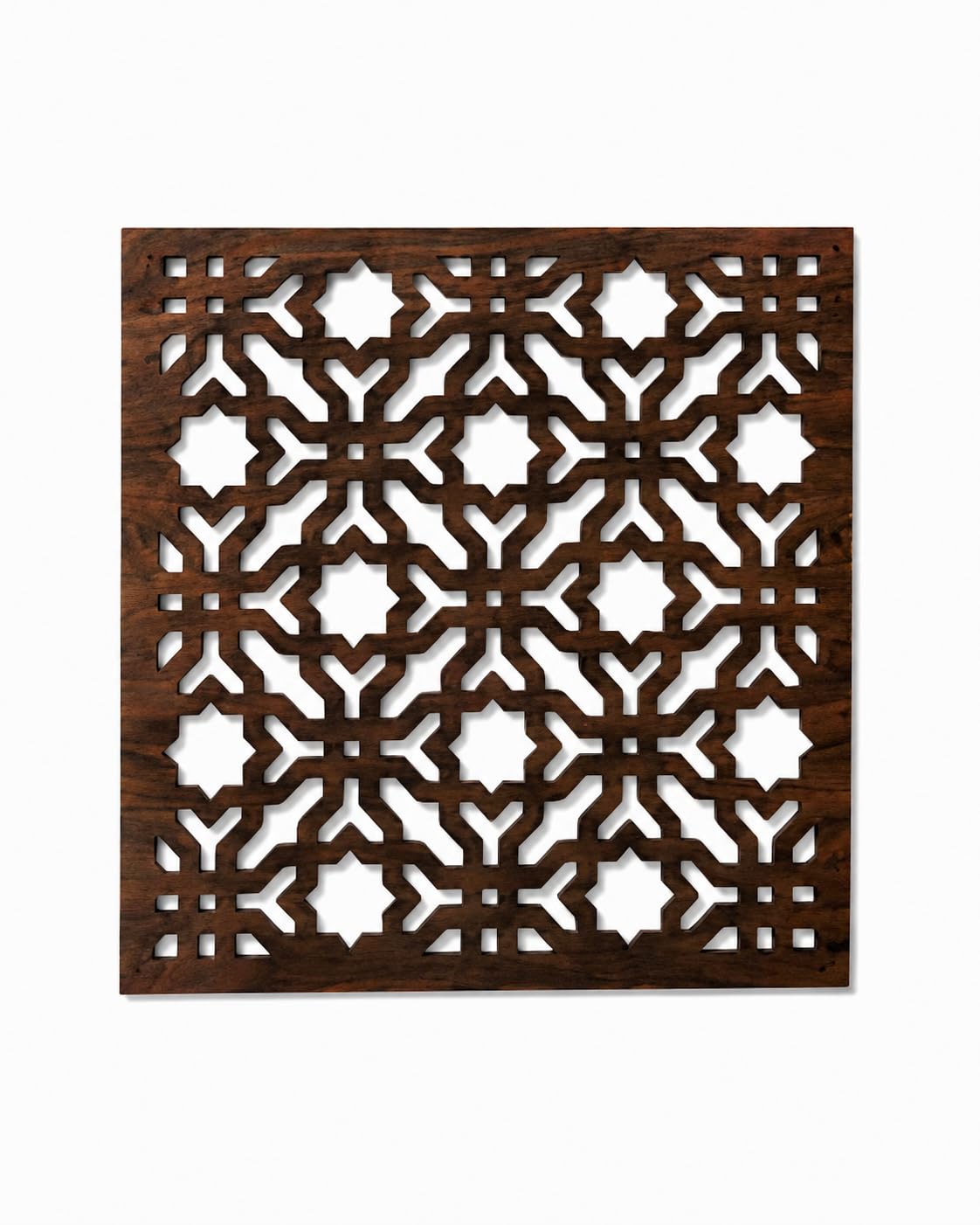 Premsons® Wooden Trivet Square Moroccan Geometric Cutwork Design Dark Brown Heat Resistant Table Protector for Hot Pots, Pans & Serving Dishes