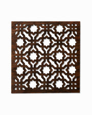 Premsons® Wooden Trivet Square Moroccan Geometric Cutwork Design Dark Brown Heat Resistant Table Protector for Hot Pots, Pans & Serving Dishes