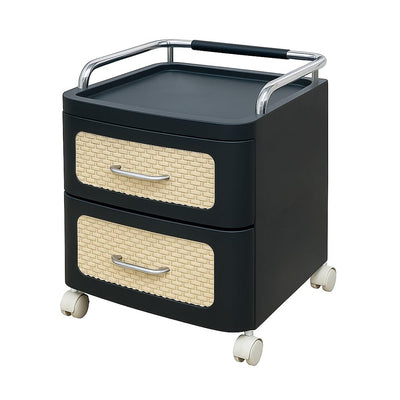 Premsons® 2 - Layer Multipurpose Plastic Storage Drawer with Wheels | Modular Cabinet Unit | Easy-to-Assemble | Multi- Utility Cabinet | Medium | Black & Beige