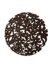 Premsons® Wooden Trivet Round Floral Cutwork Design 26 cm Dark Brown Heat Resistant Table Protector for Hot Pots, Pans & Serving Dishes(Pack of 2)
