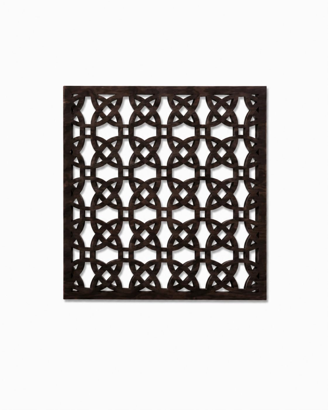 Premsons® Wooden Trivet Square Interlocking Geometric Cutwork Design Dark Brown Heat Resistant Table Protector for Hot Pots, Pans & Serving Dishes(Pack of 2)