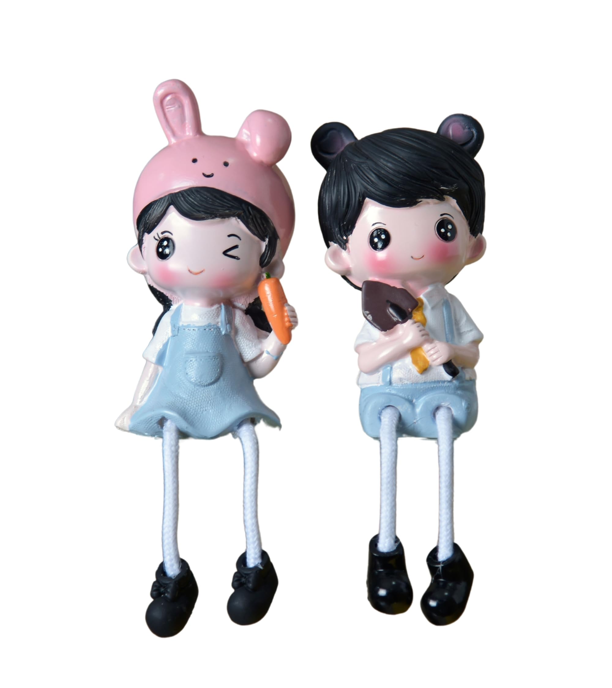 Premsons® Gargining Girl and Boys Doll Set,Love Bird Couple Hanging Legs Showpiece Dolls for Decoration, Home Décor