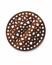 Premsons® Interlocking Floral Lattice Design Wooden Trivet | Light Brown Round Heat Resistant Pot Stand | Decorative Wooden Table Protector for Hot Pots, Pans & Serving Dishes(Pack of 2)