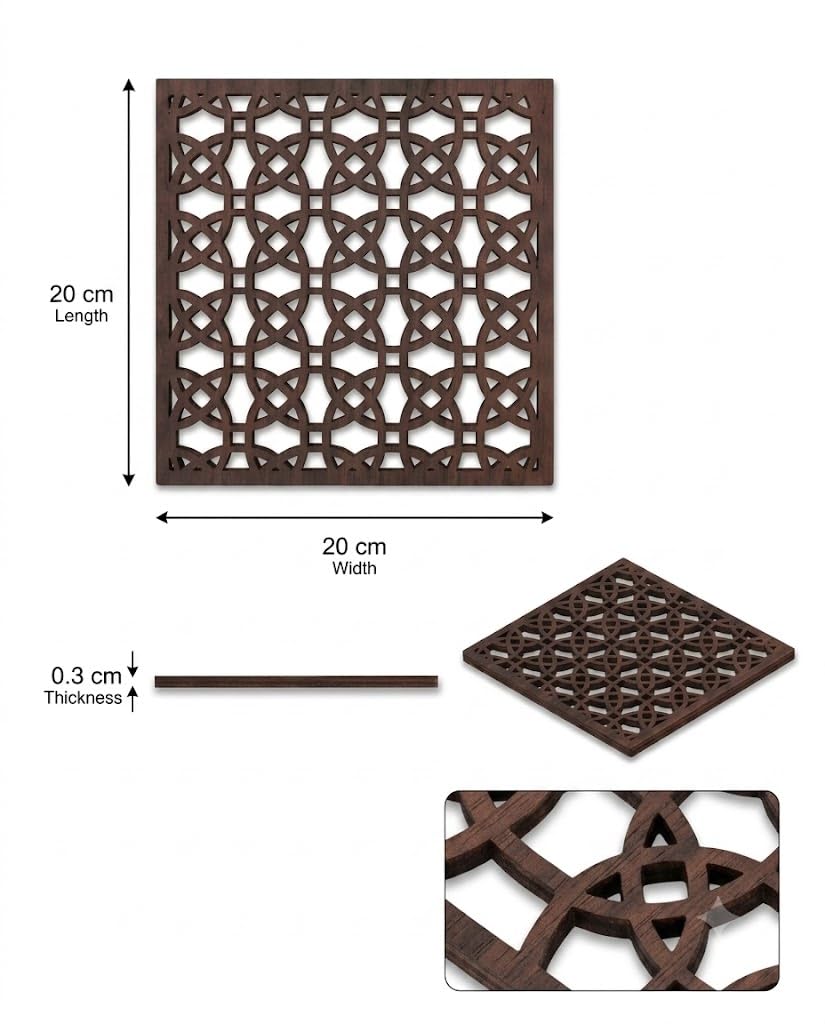 Premsons® Wooden Trivet Square Interlocking Pattern Light Brown Heat Resistant Table Protector