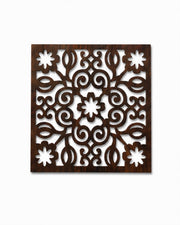 Premsons® Wooden Trivet Square Floral Scroll Cutwork Design Dark Brown Heat Resistant Table Protector for Hot Pots, Pans & Serving Dishes(Pack of 2)