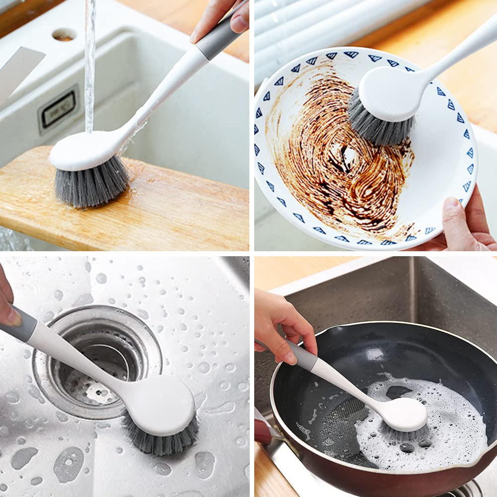 Premsons® Multipurpose Kitchen Cleaning Brush with Long Handle | Heavy-Duty Scrubber for Dishes, Pans, Sinks & Surfaces | Non-Slip Grip & Durable Bristles