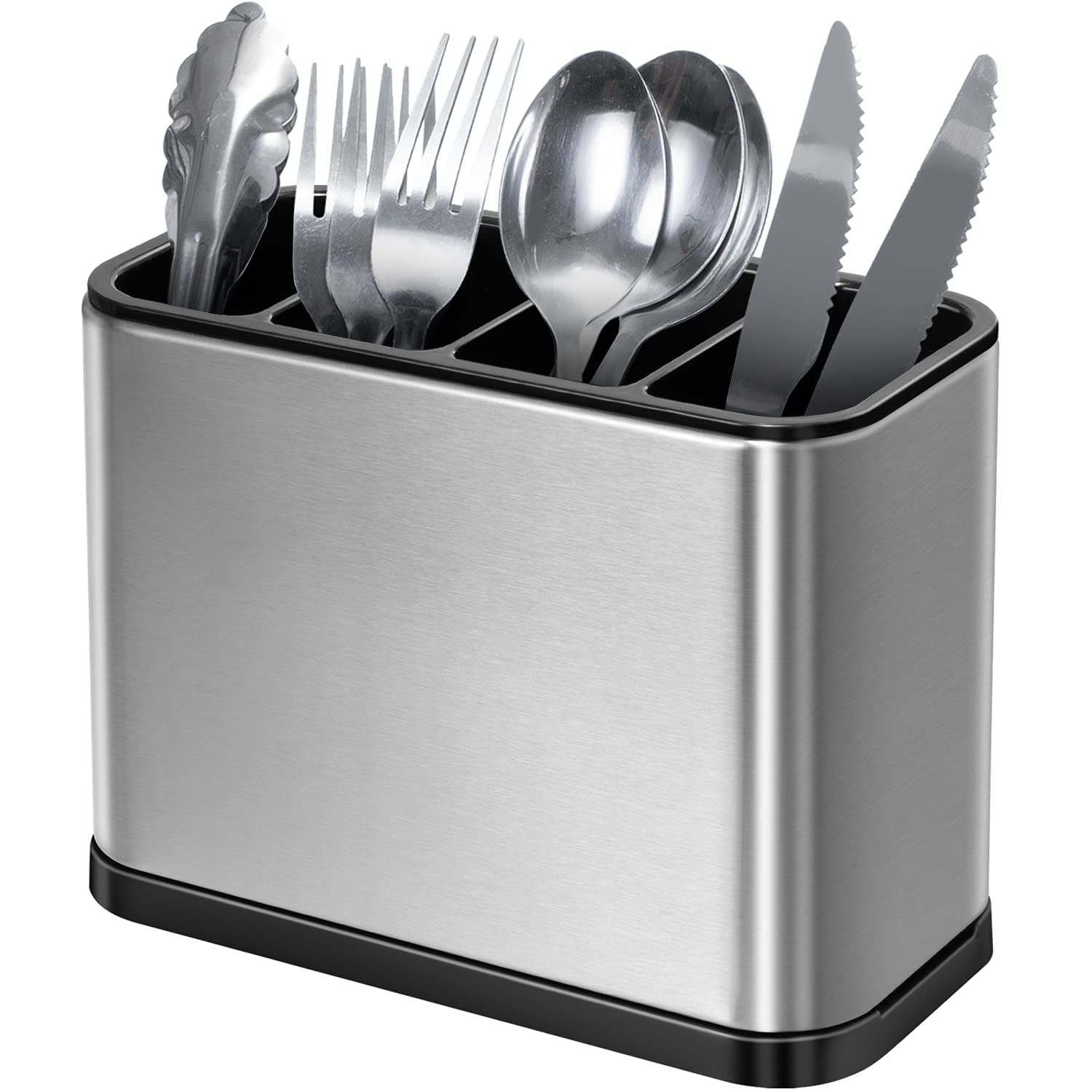 Premsons® Stainless Steel Cutlery Bucket Holder Stand - Multipurpose Kitchen Spoon, Fork & Utensil Organizer - Rust Resistant Storage Container
