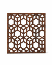 Premsons® Wooden Trivet Square Geometric Cube Design Dark Brown Heat Resistant Table Protector for Hot Pots, Pans & Serving Dishes