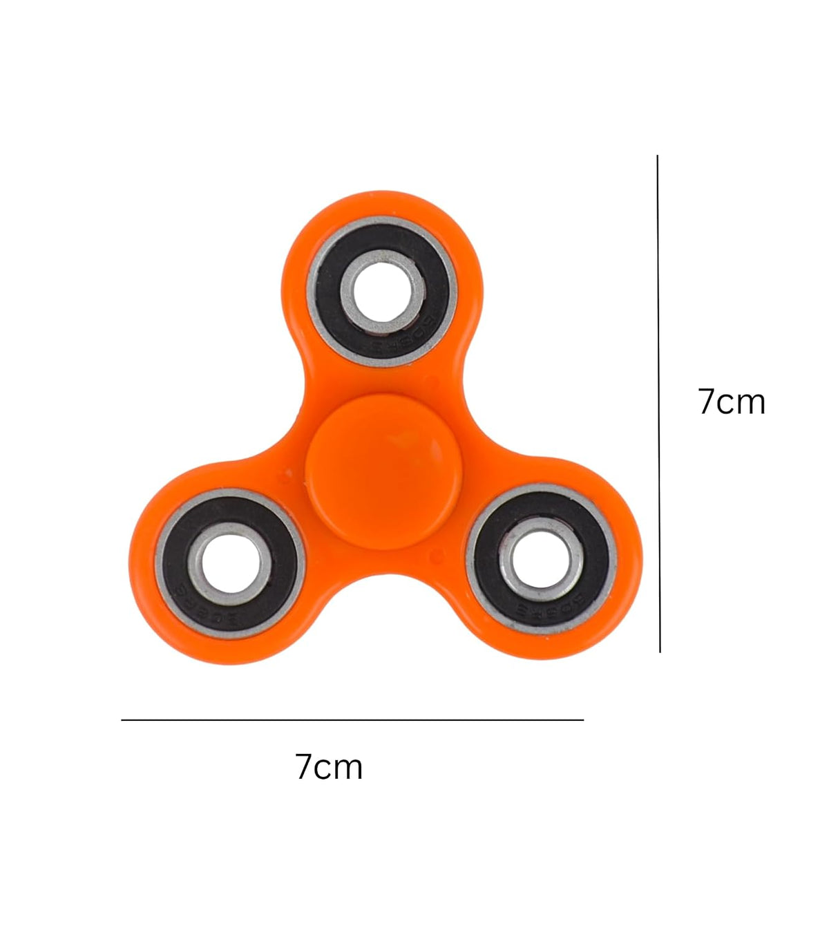 Orange four-bearing hand spinner fidget toy, size 7cm
