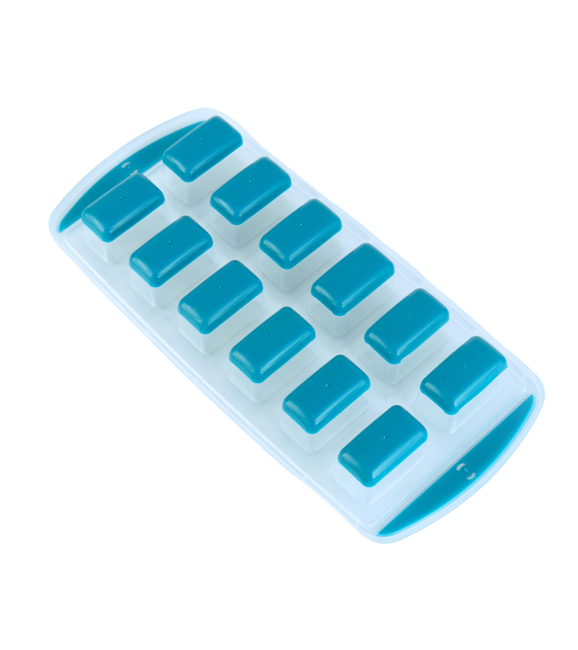 Premsons® Pop-Up Ice Cube Trays for Freezer – Easy Release Moulds with Flexible Silicone Bottom, Durable Plastic, Stackable Design, Ideal for Home, Bar & Party Use – 12-Cube Trays (Blue)