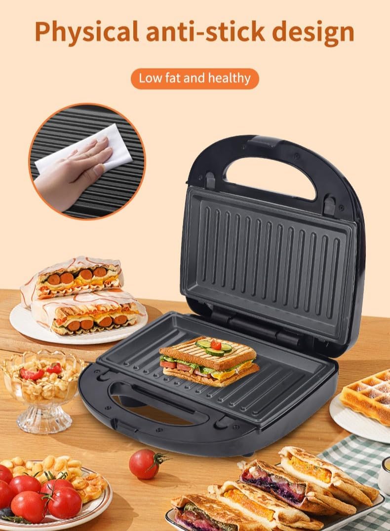 Premsons® SK-B140 8-in-1 Sandwich Maker Set (Black) | Interchangeable Plates, Grill, Waffle & Snack Maker, Quick Heating
