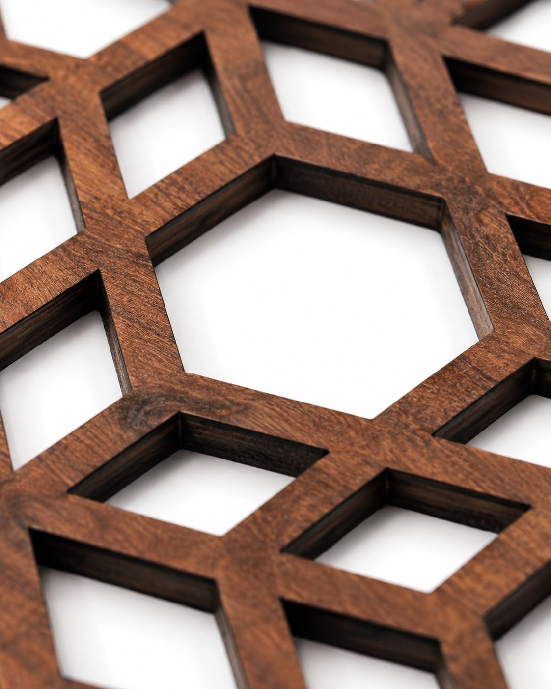 Premsons® Wooden Trivet Square Geometric Cube Design Dark Brown Heat Resistant Table Protector for Hot Pots, Pans & Serving Dishes
