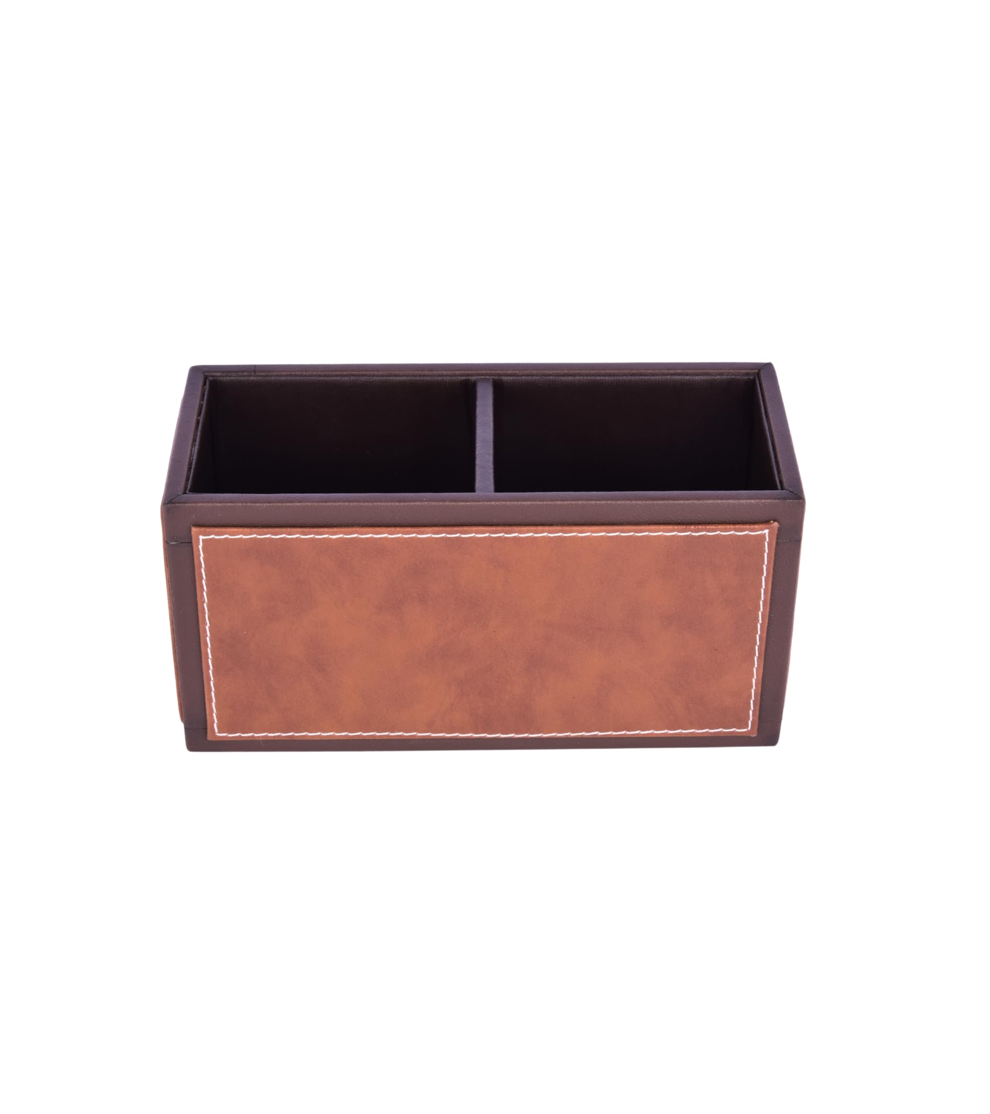 Premsons® Leatherette Cutlery Holder | Multipurpose Organizer for Kitchen and Tableware (Tan & Brown, 2 Section)