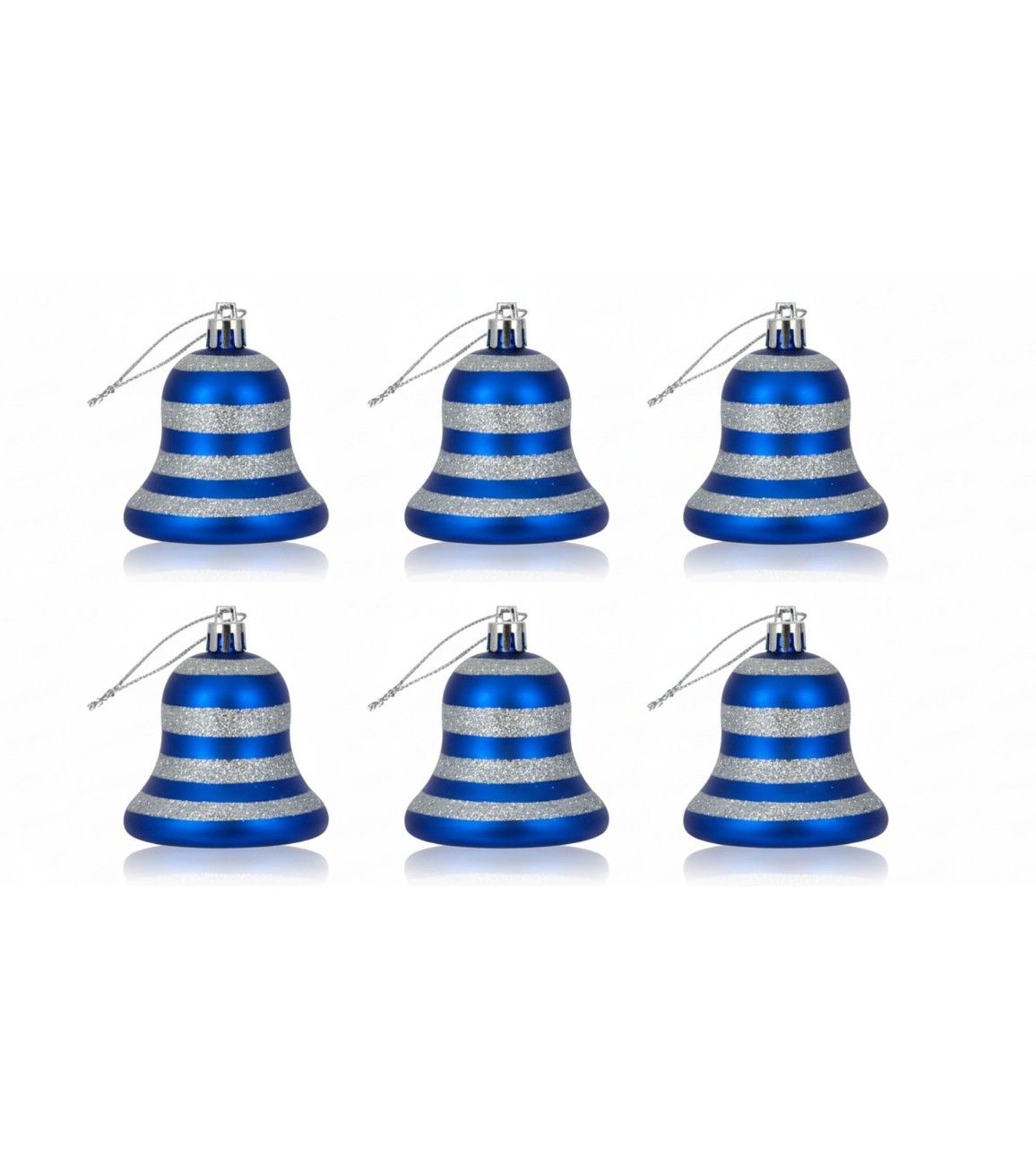 Premsons® Christmas Bell Ornaments – Glitter Hanging Decorations - Pack of 6