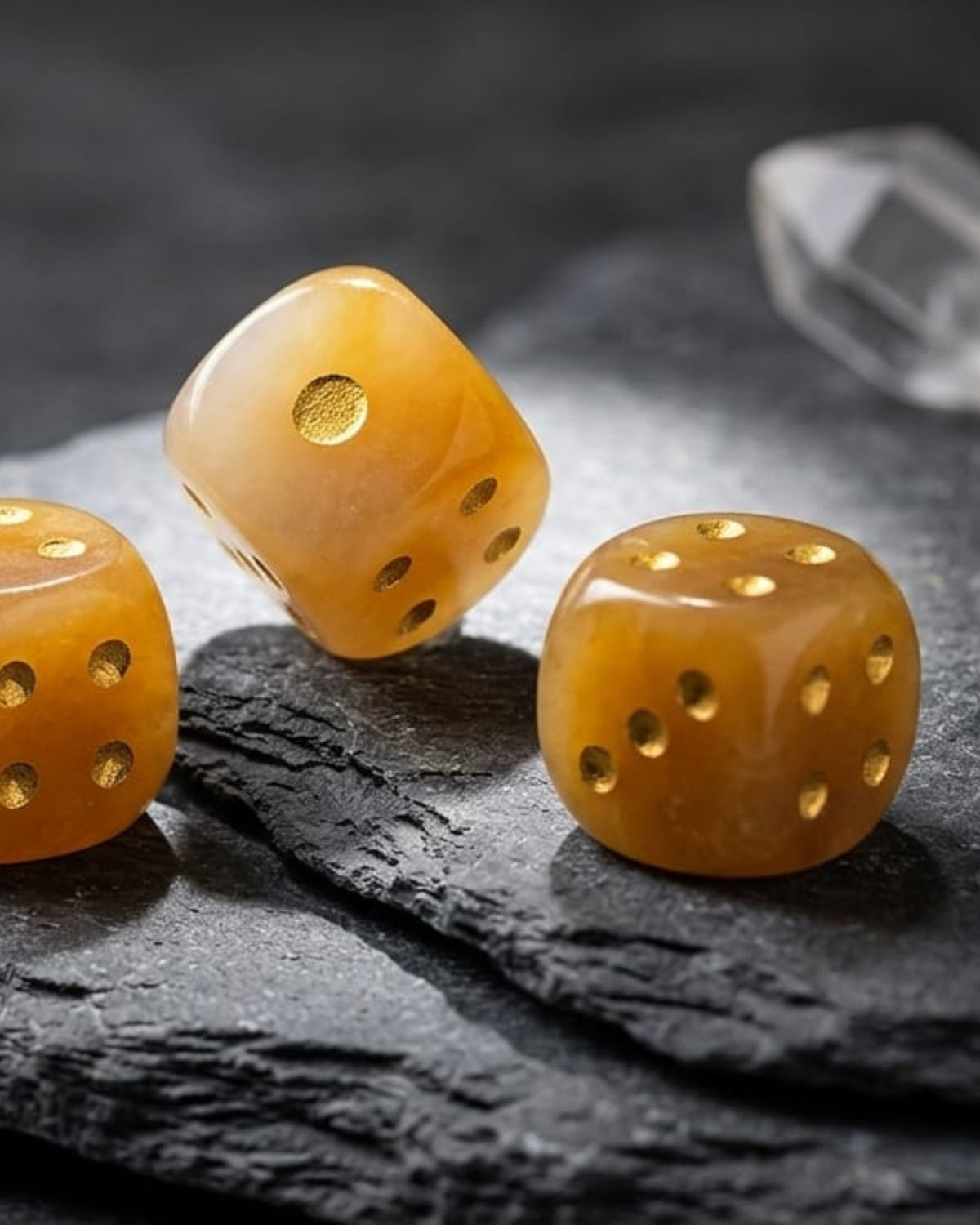 Premsons® Stone Dice Set for Board Games | Pack of 3-Honey Brown