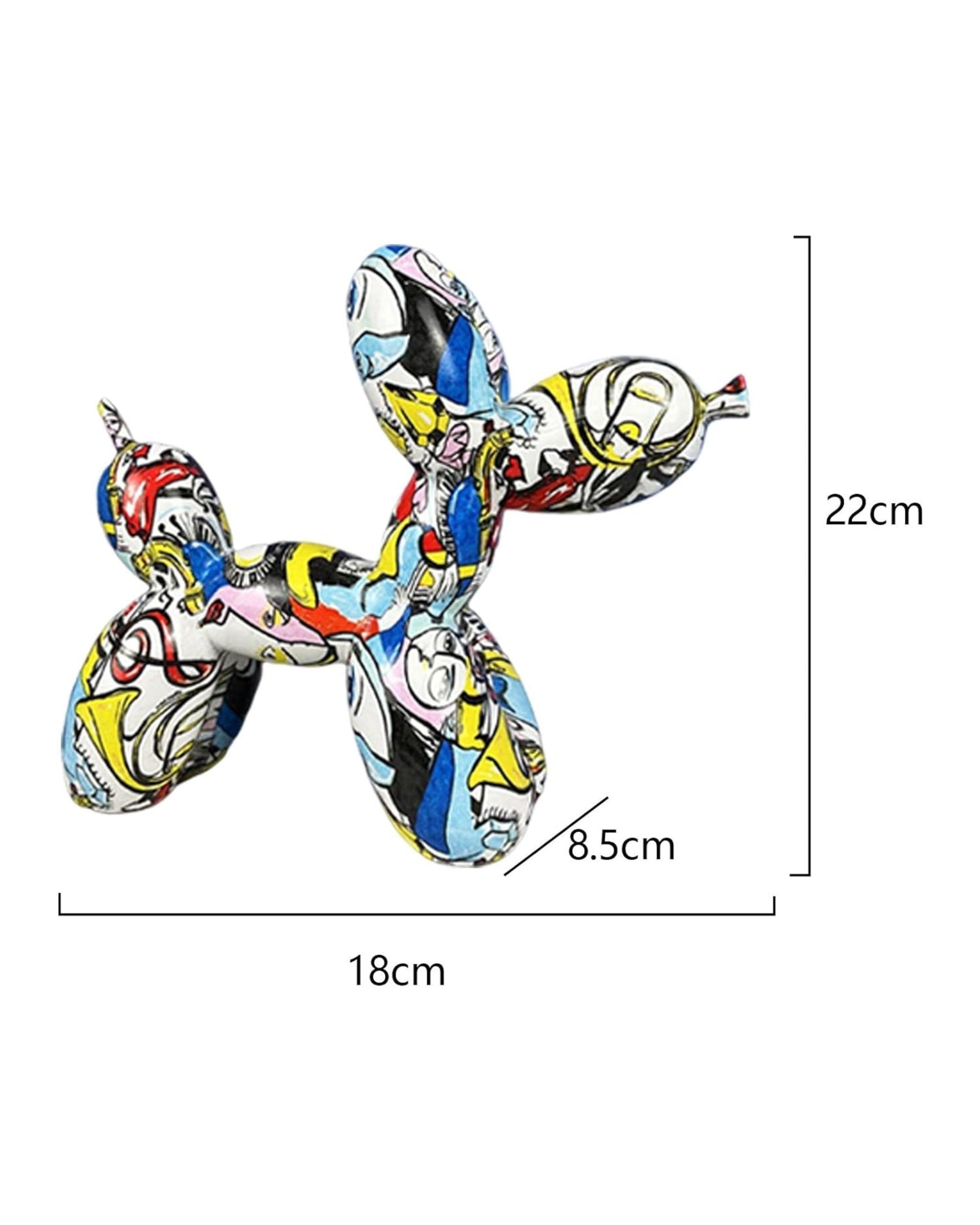 Premsons® Abstract Balloon Dog Sculpture – Multicolor Graffiti-Inspired Modern Art Resin Showpiece for Home, Office & Studio Decor