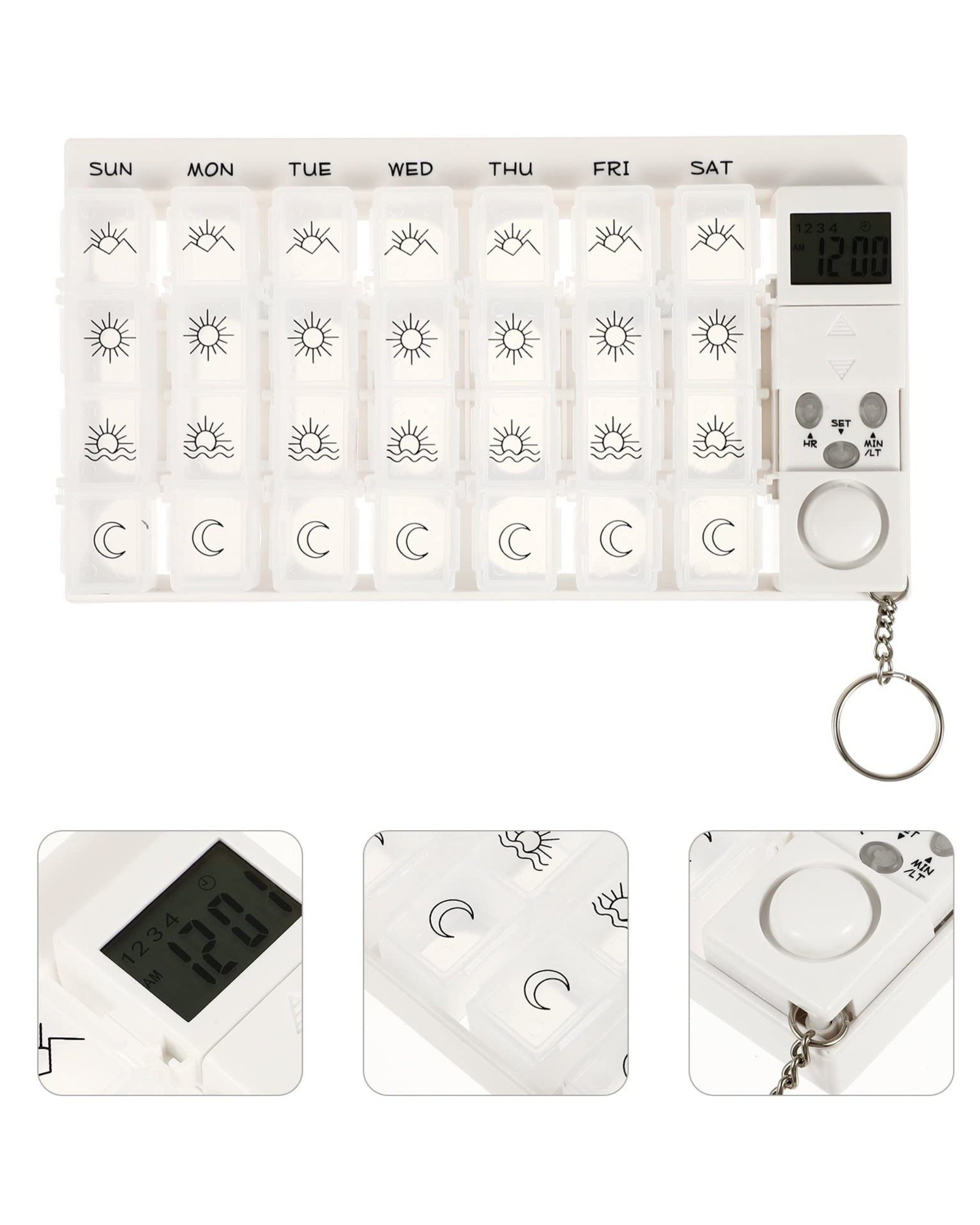 Premsons® Medicine Box with Alarms | 7-Day Automatic Pill Dispenser | Weekly Tablet Organizer with 28 Compartments & 4 Daily Reminders | Pill Storage Box | White