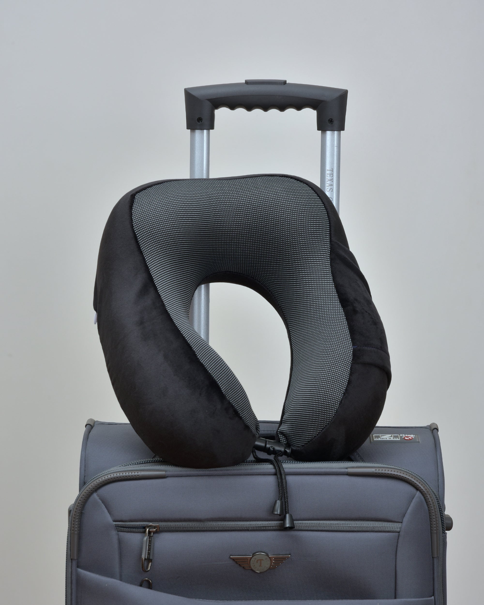 Cushy® Travel Neck Pillow with 360-Degree Head Support - Memory Foam Luxury Soft Pillow for Sleeping Rest - Home Travel Airplane Car - with Adjustable Toggles, Black