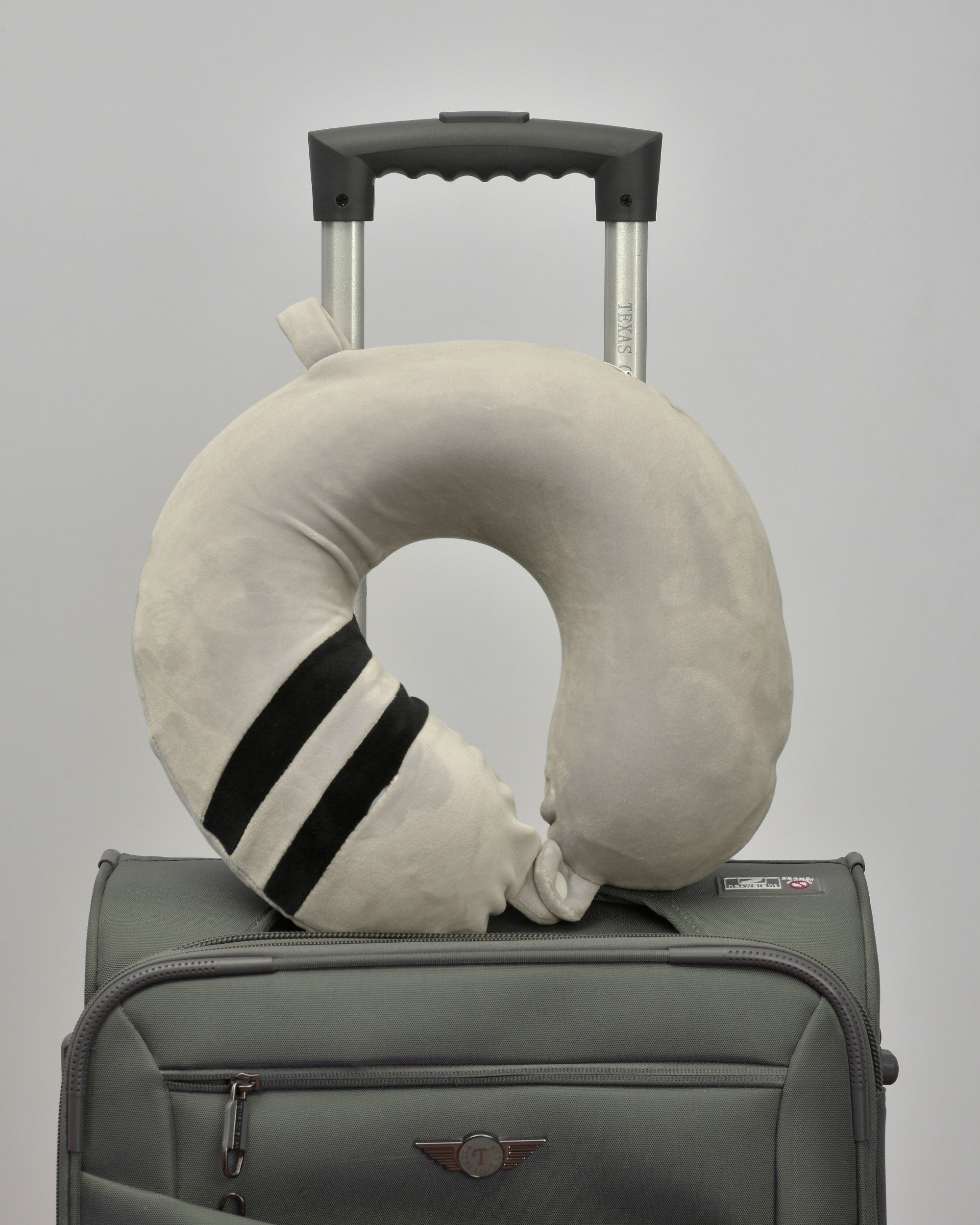 Cushy® Travel Neck Pillow with 360-Degree Head Support - Memory Foam Luxury Soft Pillow for Sleeping Rest - Home Travel Airplane Car - Dual Color, Grey & Blue