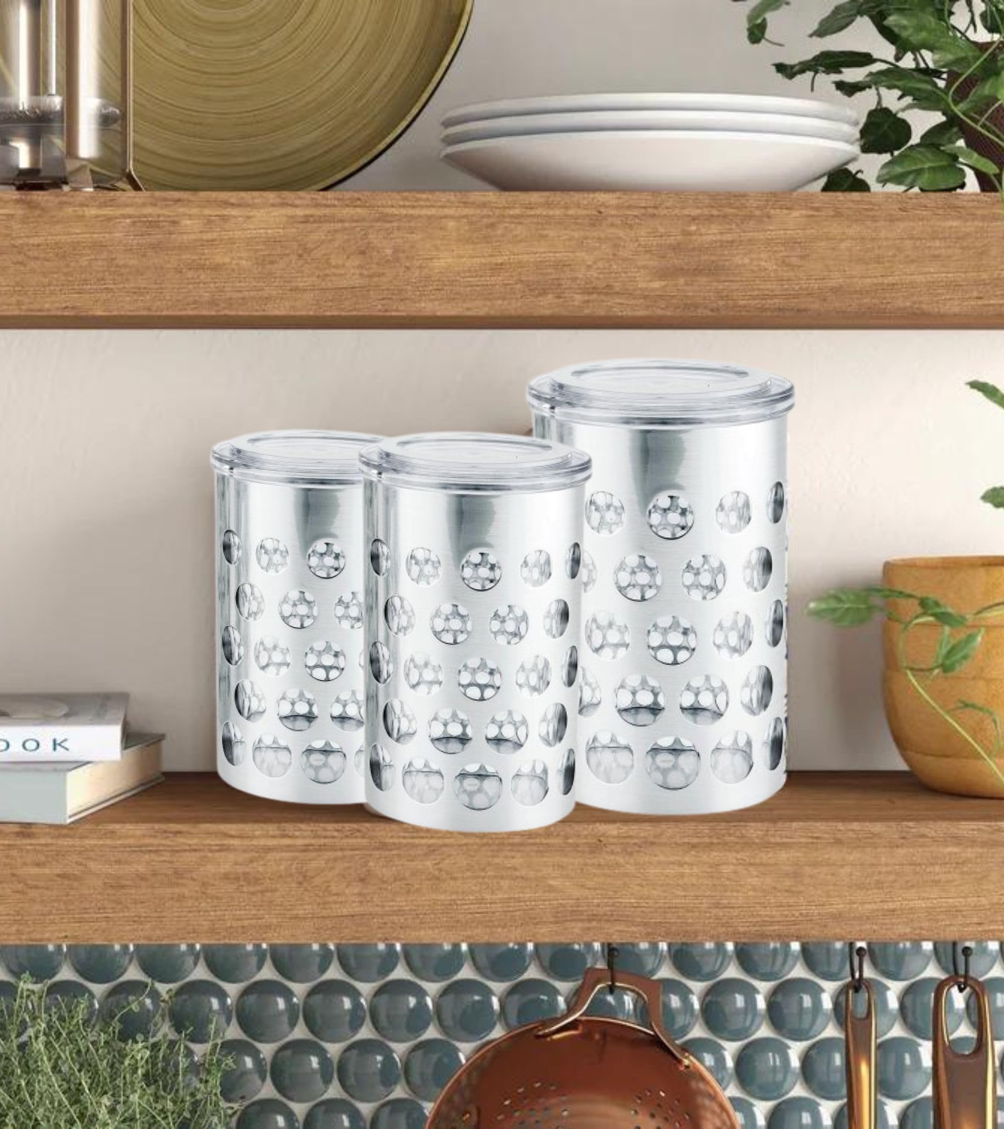 Premsons® Airtight Polka Dot Jar | Stylish Large Kitchen Storage Container for Tea, Sugar, Spices, Coffee & More