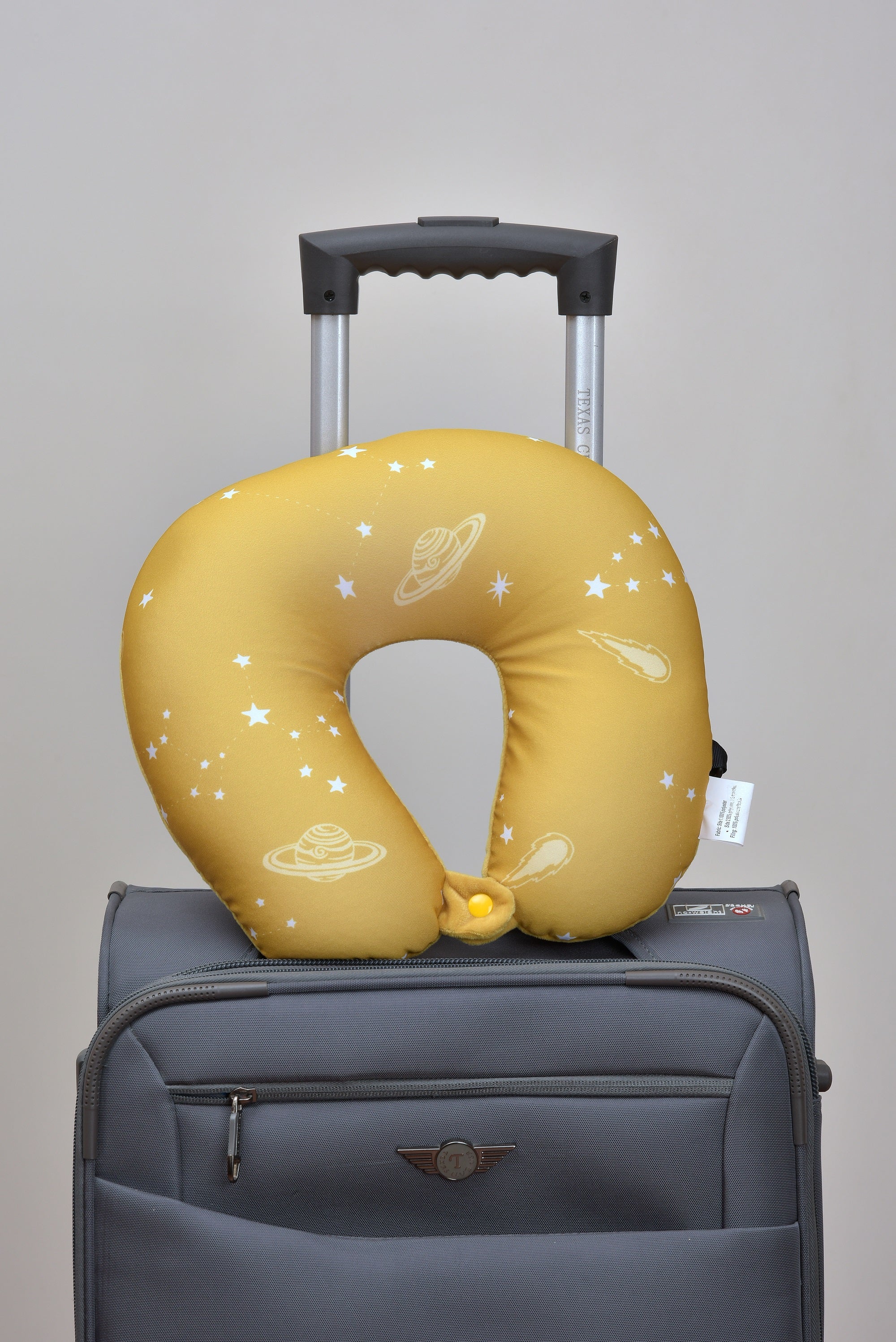 Cushy® Travel Neck Pillow with 360-Degree Head Support - Micro Beads Luxury Soft Pillow for Sleeping Rest - Home Travel Airplane Car - Printed, Yellow