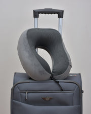 Cushy® Travel Neck Pillow with 360-Degree Head Support - Memory Foam Luxury Soft Pillow for Sleeping Rest - Home Travel Airplane Car - with Adjustable Toggles, Dark Grey