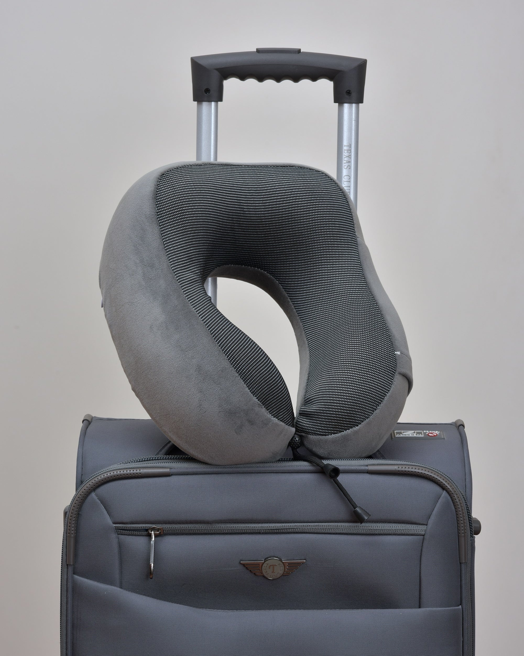Cushy® Travel Neck Pillow with 360-Degree Head Support - Memory Foam Luxury Soft Pillow for Sleeping Rest - Home Travel Airplane Car - with Adjustable Toggles, Dark Grey