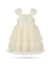 Ivory Lace Tiered Party Dress for Girls Elegant Special Occasion Outfit Default Title