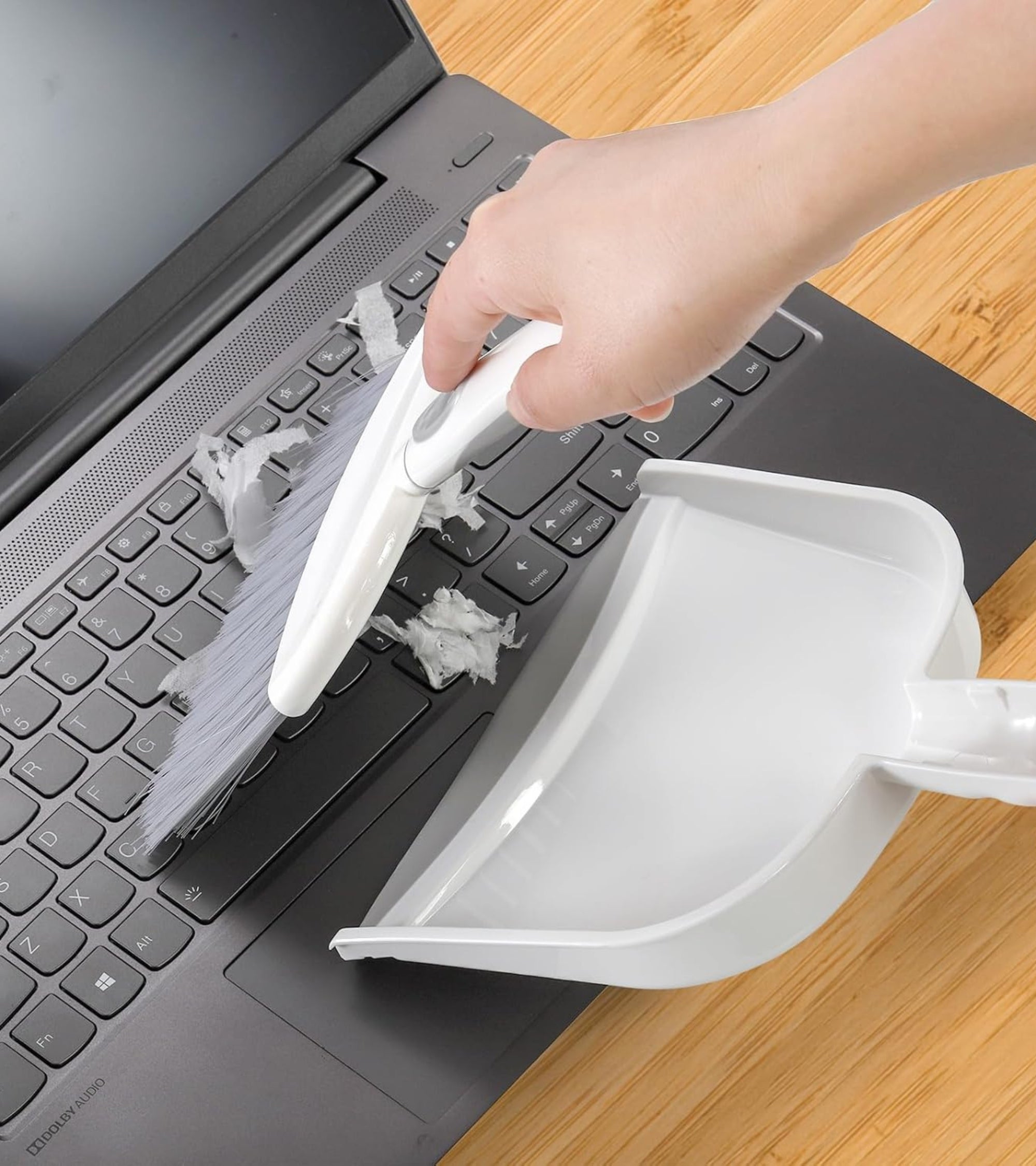 Premsons® Dustpan and Brush Set – Compact Cleaning Tool with Soft Bristles for Home, Kitchen & Office Use (White & Grey)