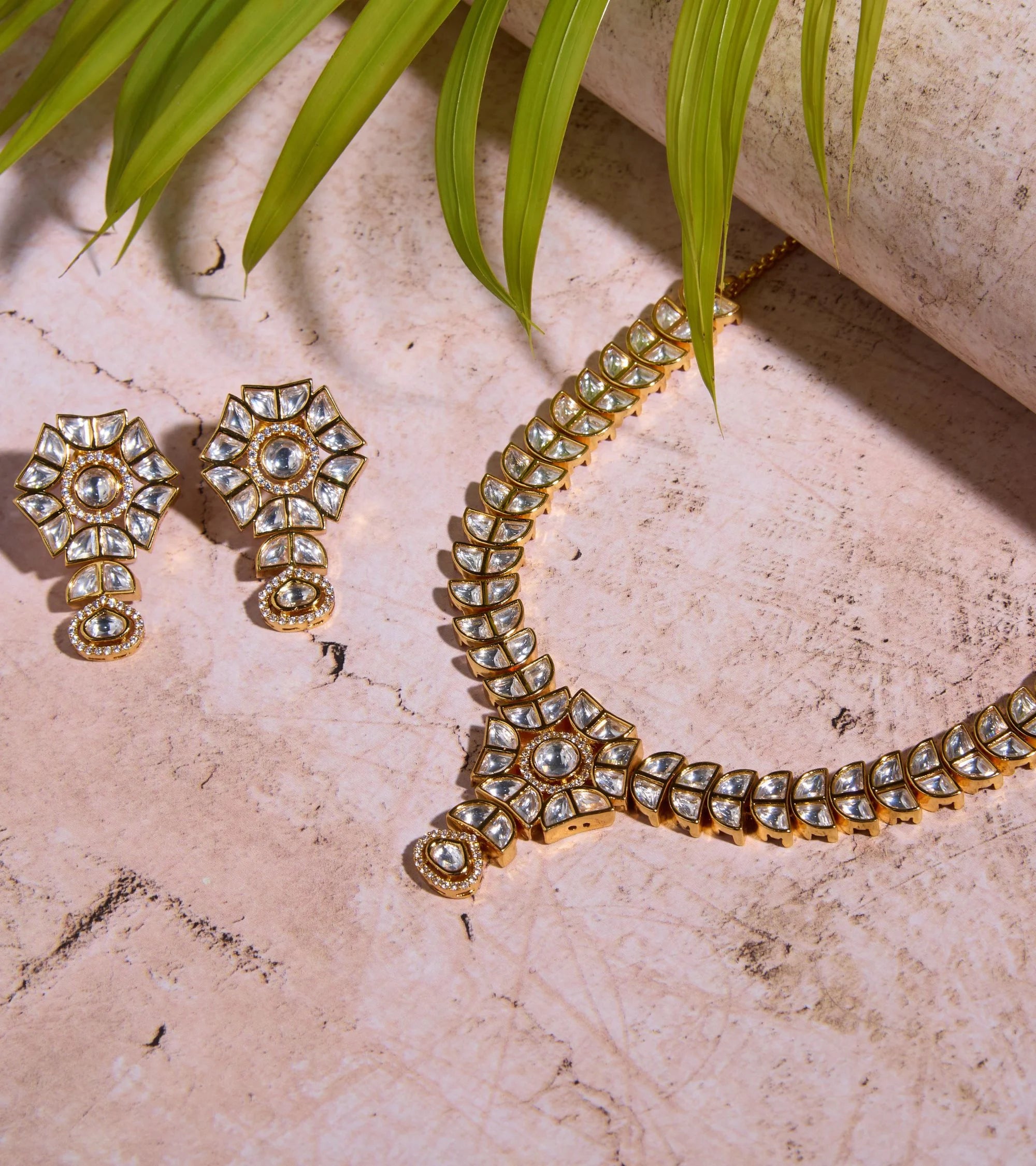 Premsons® Polki Necklace and Earrings Set – Pretty Look for Festive & Wedding Functions