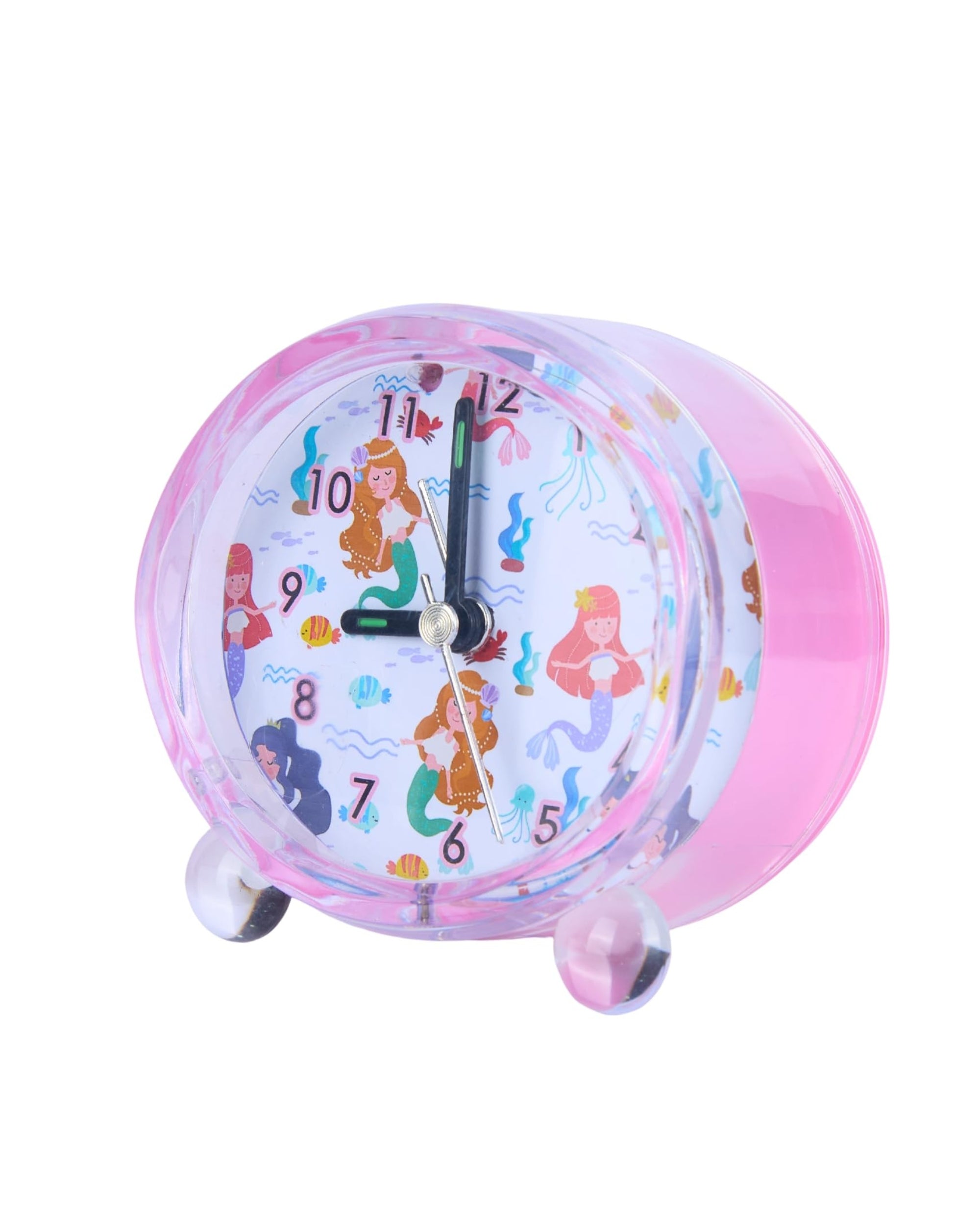 Premsons® Table Clock for Kids - Girls Bedroom Beep Alarm Clock - Loud Bell Alarm for Children Study Table - Bed Watch for Heavy Sleepers - Mermaid Design - Oval Shape - Assorted Colours