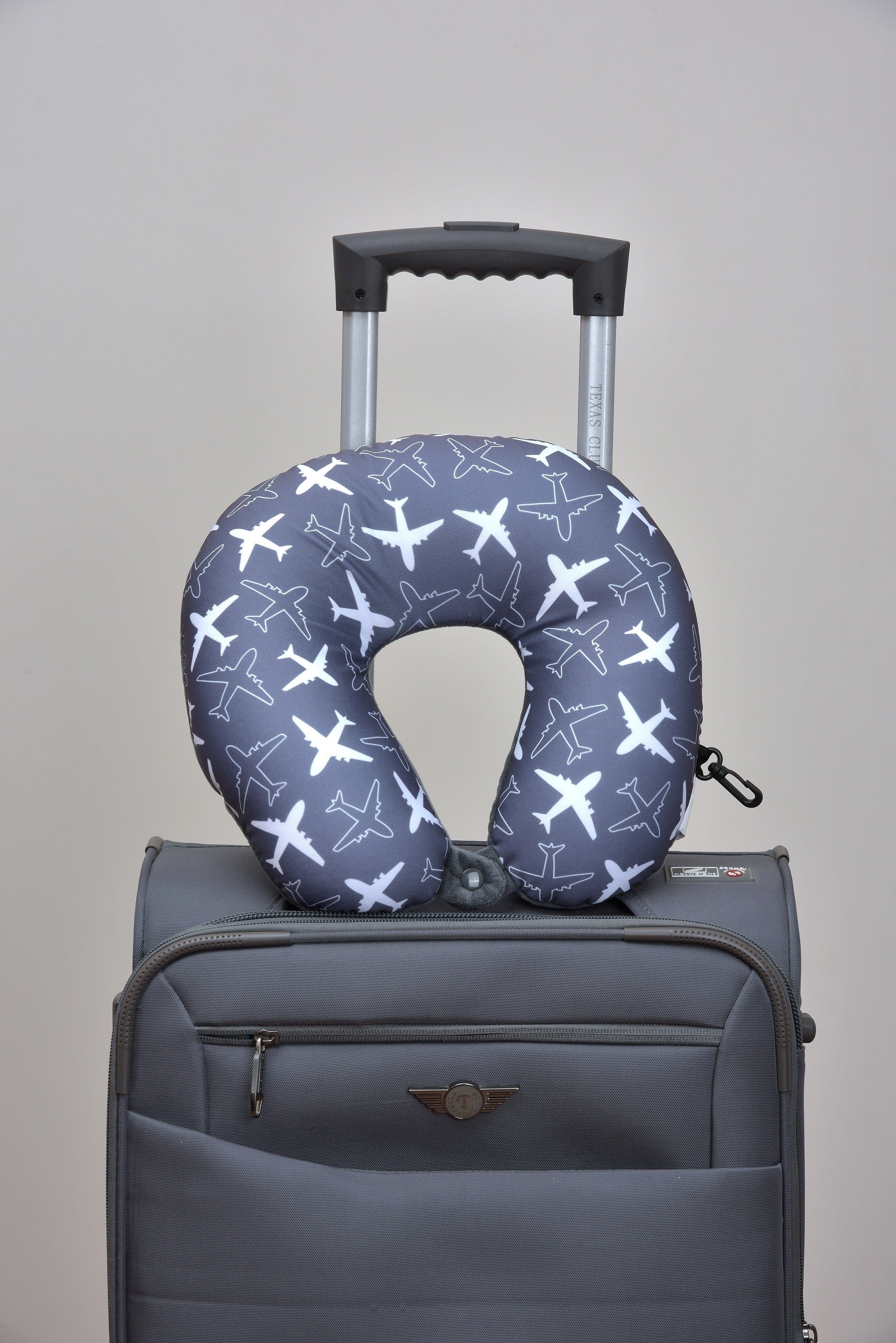 Cushy® Travel Neck Pillow with 360-Degree Head Support - Micro Beads Luxury Soft Pillow for Sleeping Rest - Home Travel Airplane Car - Printed, Grey