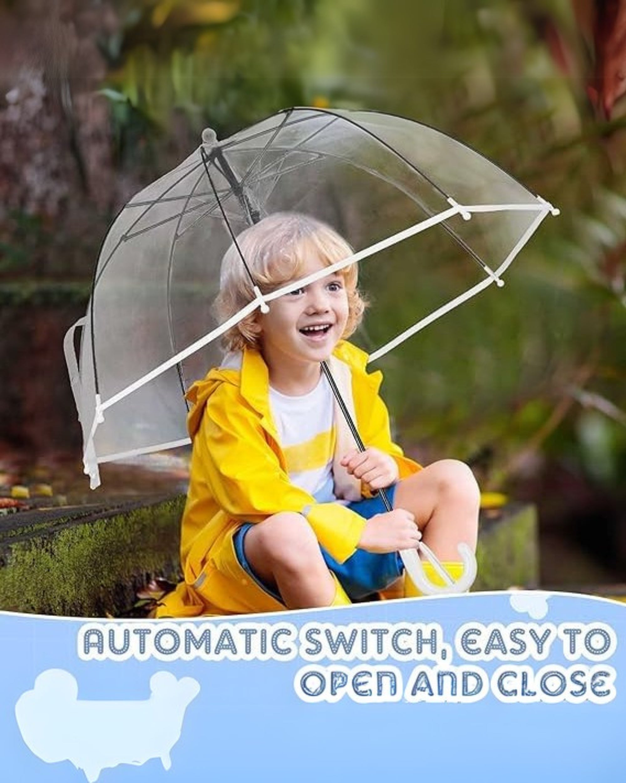 Premsons® Clear Transparent Umbrella for Girls – Stylish Bubble Dome with Handle – Lightweight, Windproof & Durable - for Kids