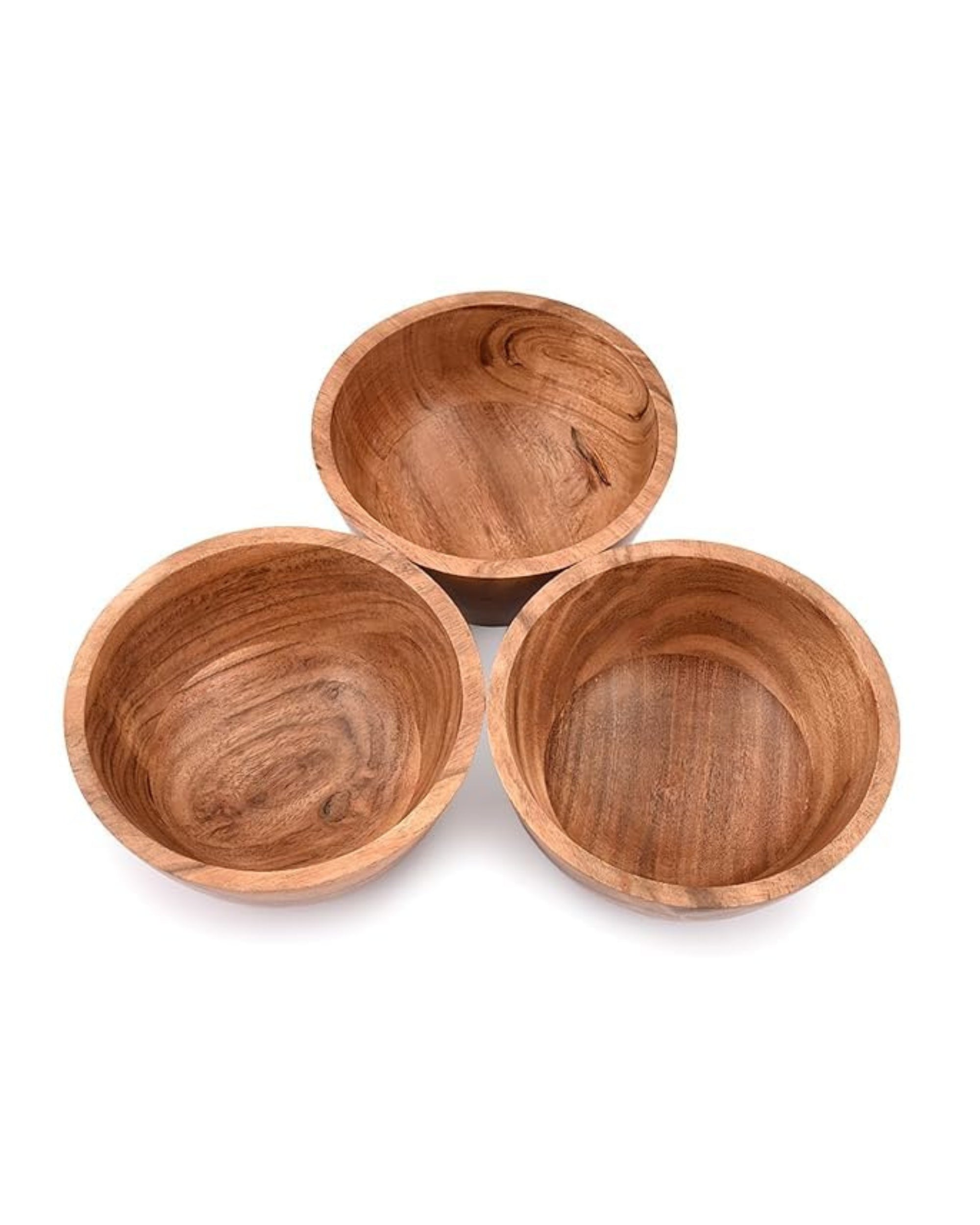 Premsons® Set of 6 Wooden Katori Bowls – Round Dessert Bowls for Condiments, Dips, Sauces, Nuts, Candy & More