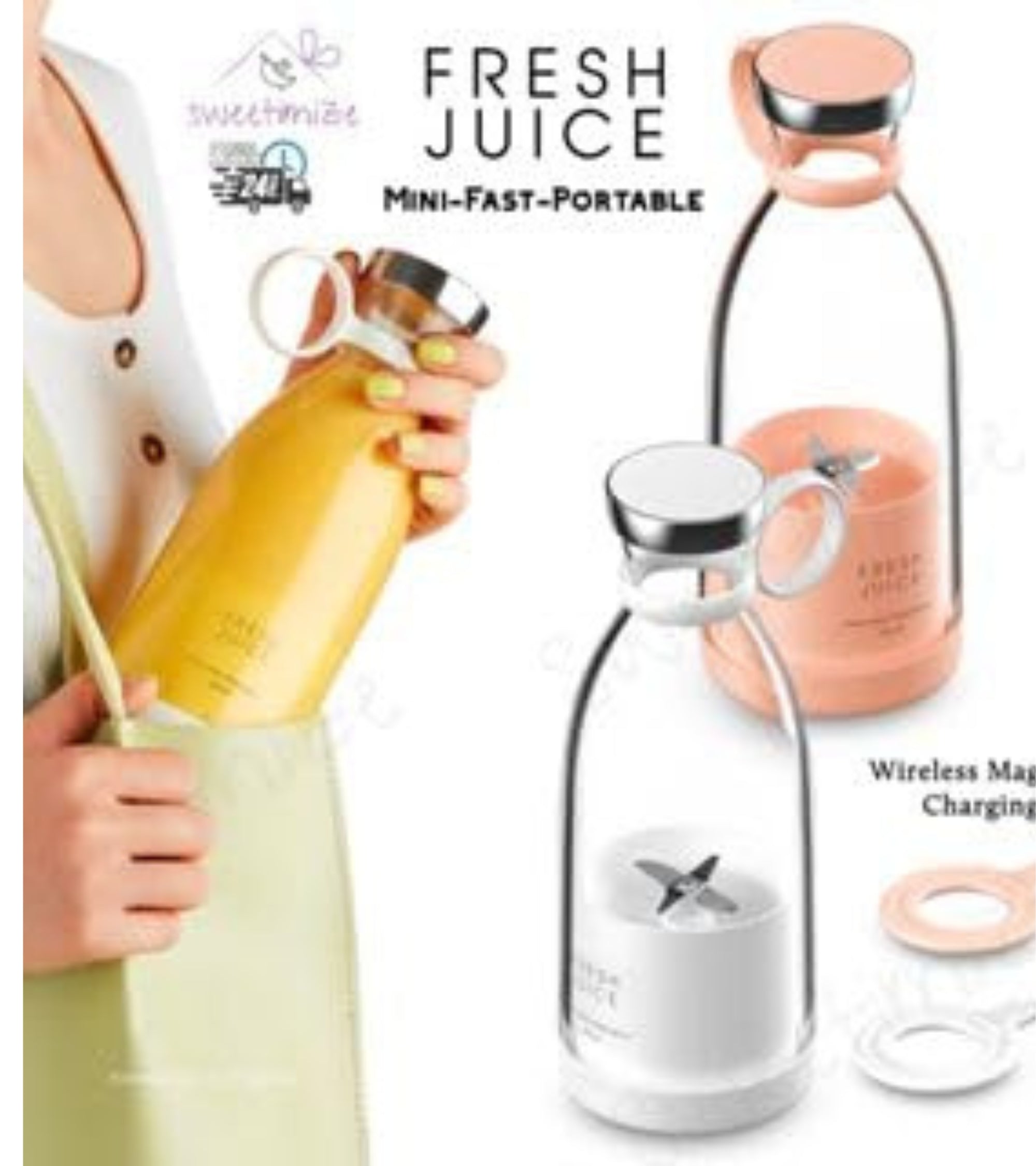 Mix & Go® Portable Juicer Blender with USB Cable – 420ml Mini Smoothie & Juice Maker for Fruits – Compact & Travel-Friendly