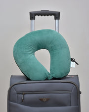 Cushy® Travel Neck Pillow with 360-Degree Head Support - Memory Foam Luxury Soft Pillow for Sleeping Rest - Home Travel Airplane Car - Plain, Dark Green