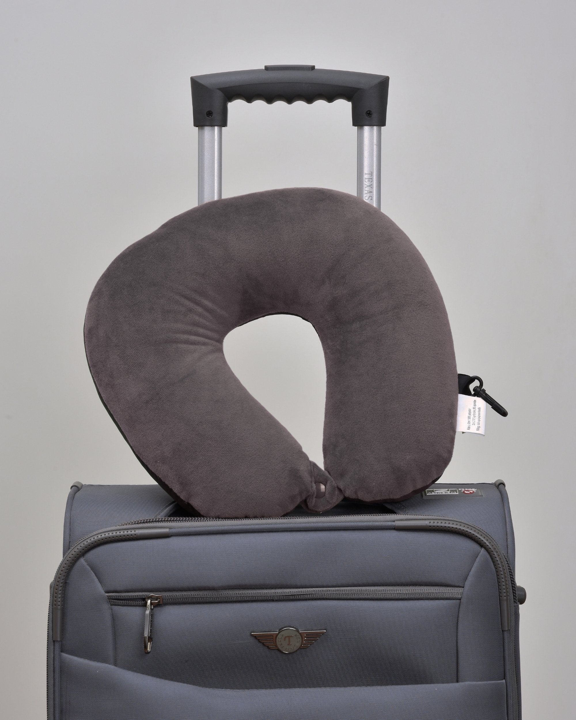 Cushy® Travel Neck Pillow with 360-Degree Head Support - Memory Foam Luxury Soft Pillow for Sleeping Rest - Home Travel Airplane Car - Plain, Black